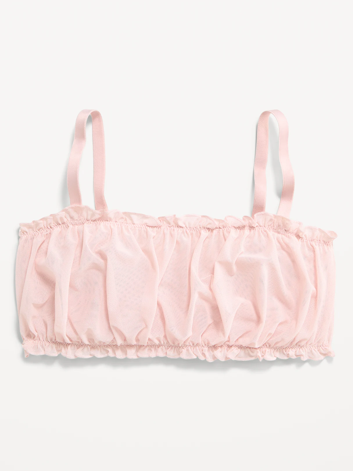 Ruffle-Edge Mesh Bralette - Pastel Pink