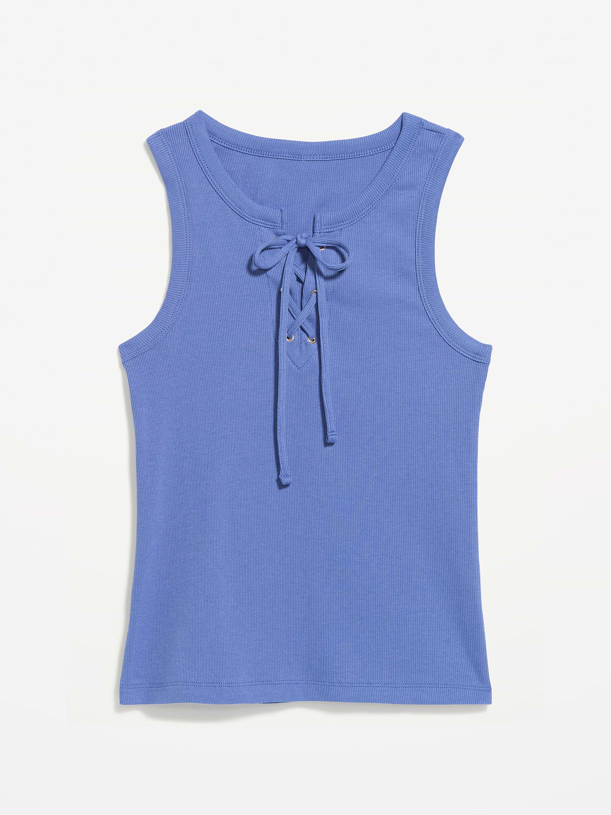 Lace-Up Tank Top - Lobelia Blue