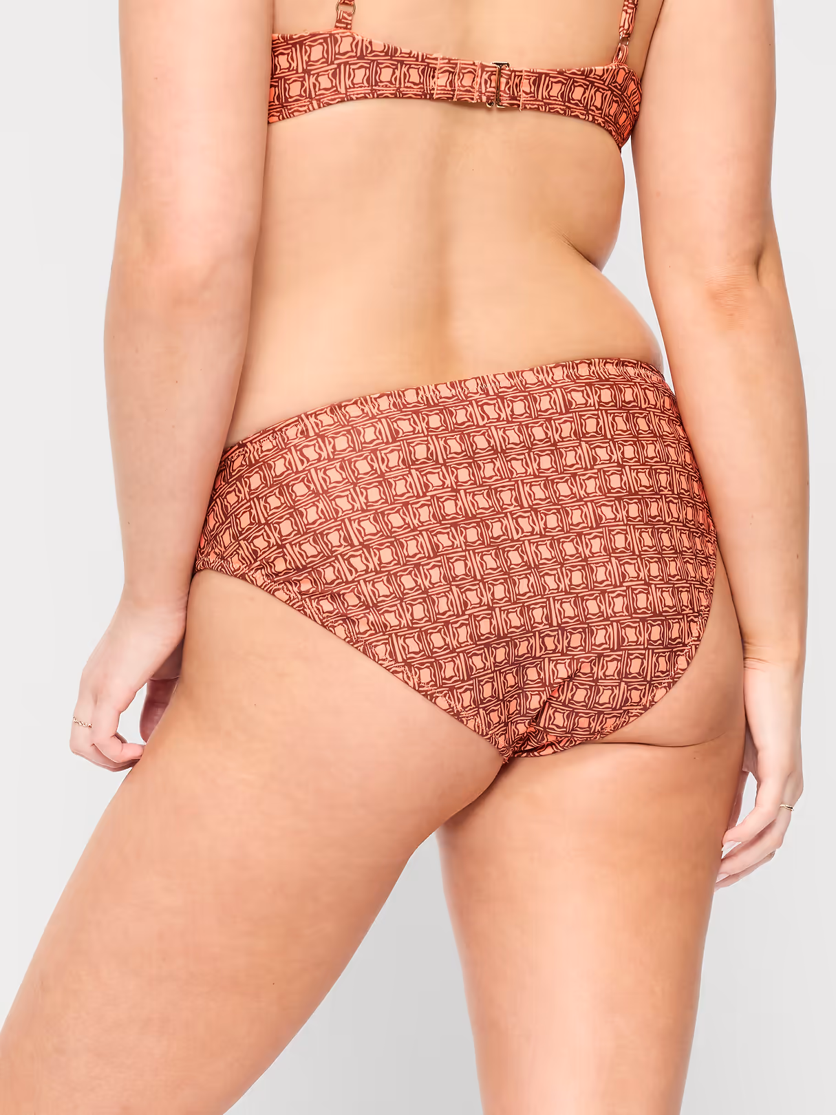 Mid-Rise Bikini Swim Bottoms - Orange Geo