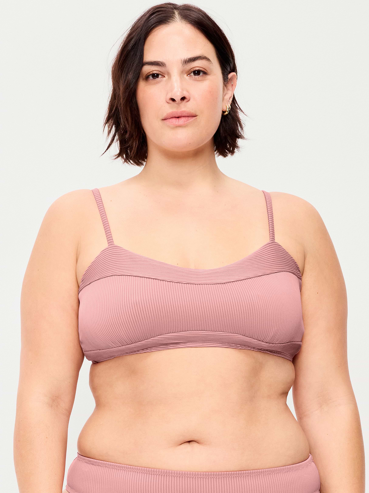 Ribbed Bra Bikini Swim Top - Dusty Birch