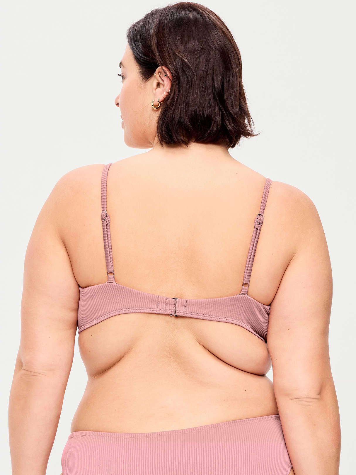 Ribbed Bra Bikini Swim Top - Dusty Birch