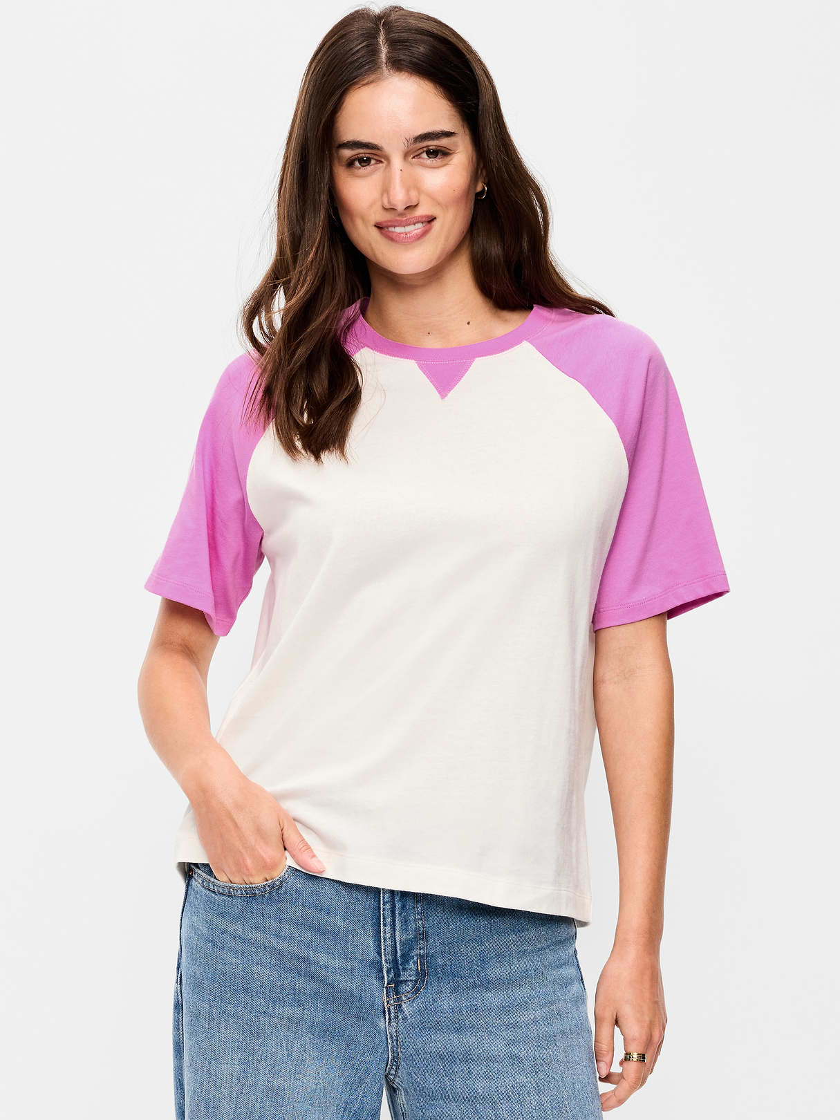 Vintage Crew-Neck Raglan T-Shirt - Rock Rose