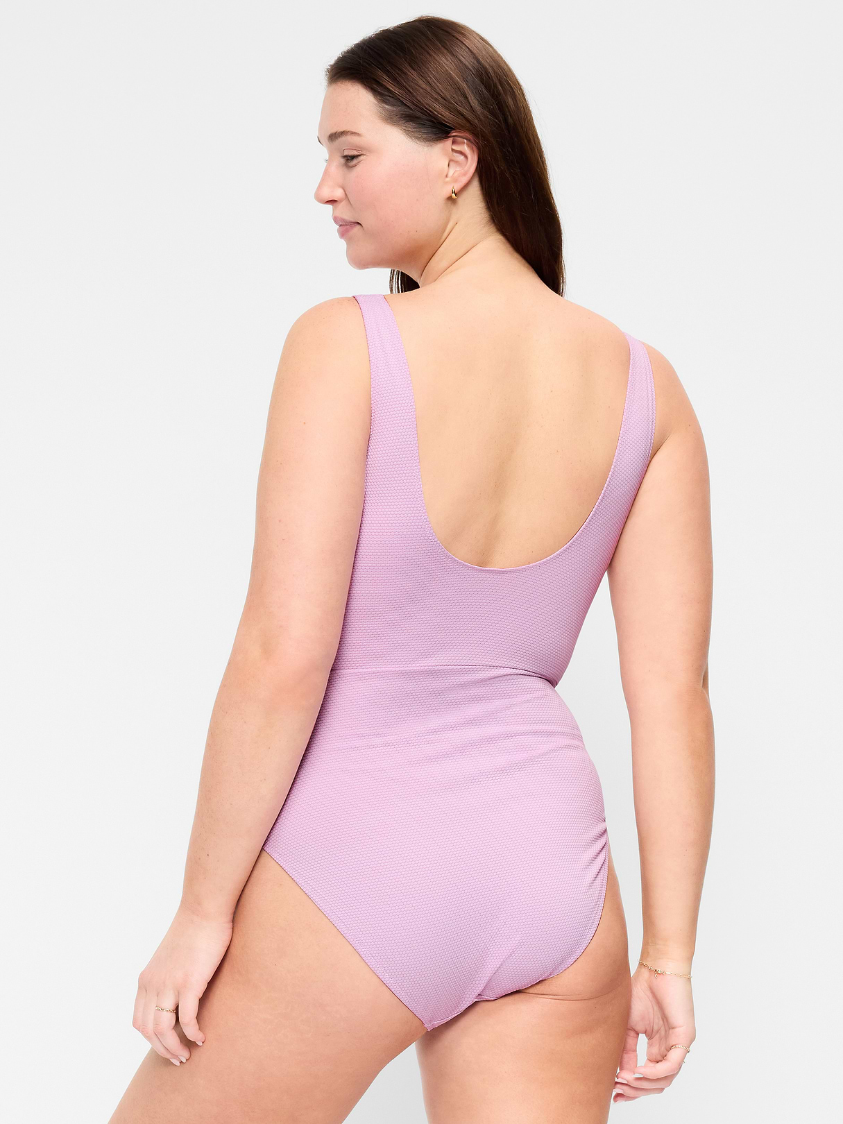Textured One-Piece Cut-Out Swimsuit - Wild Aster
