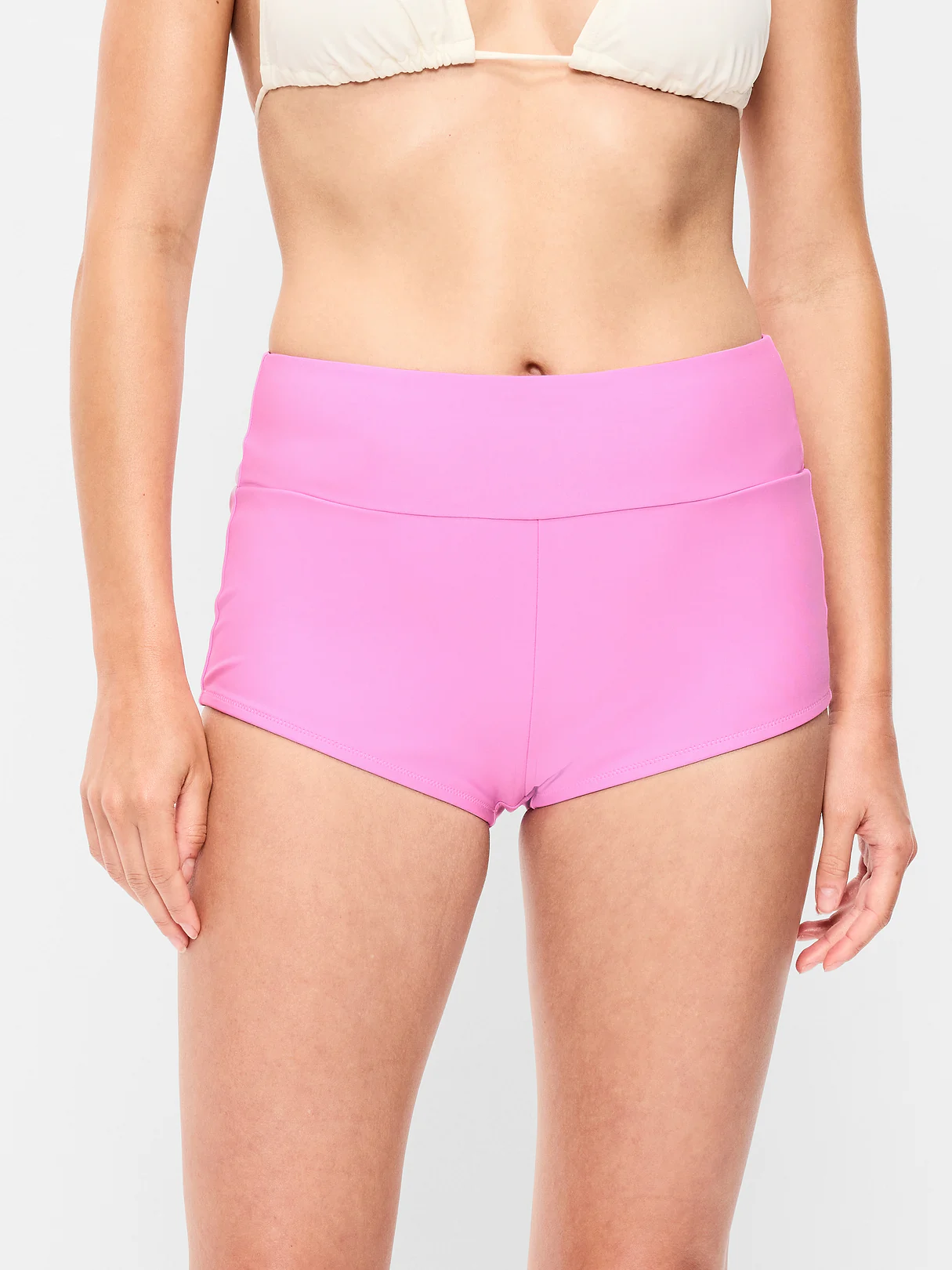 High-Waisted Retro Swim Bottoms - Rock Rose