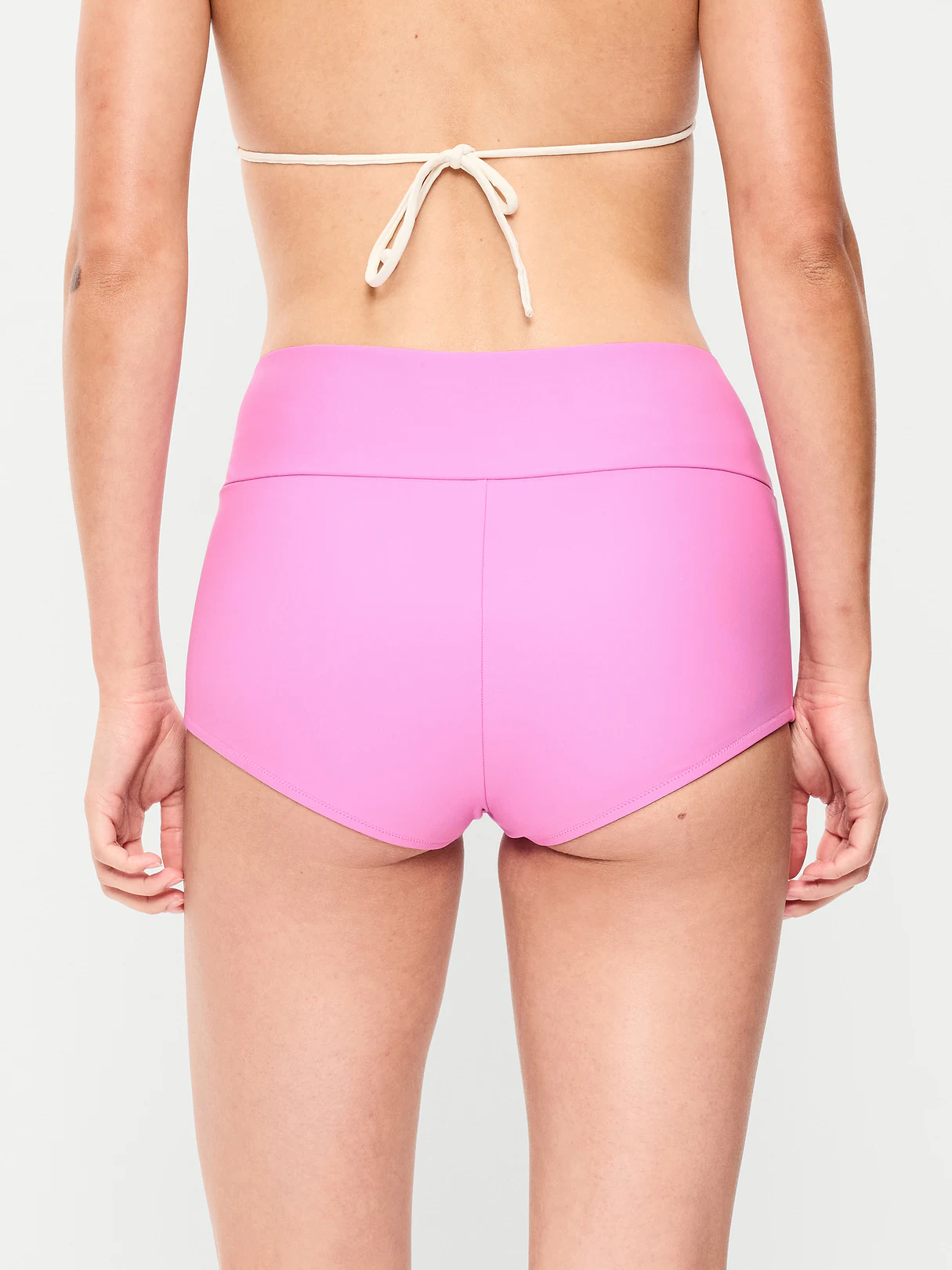 High-Waisted Retro Swim Bottoms - Rock Rose