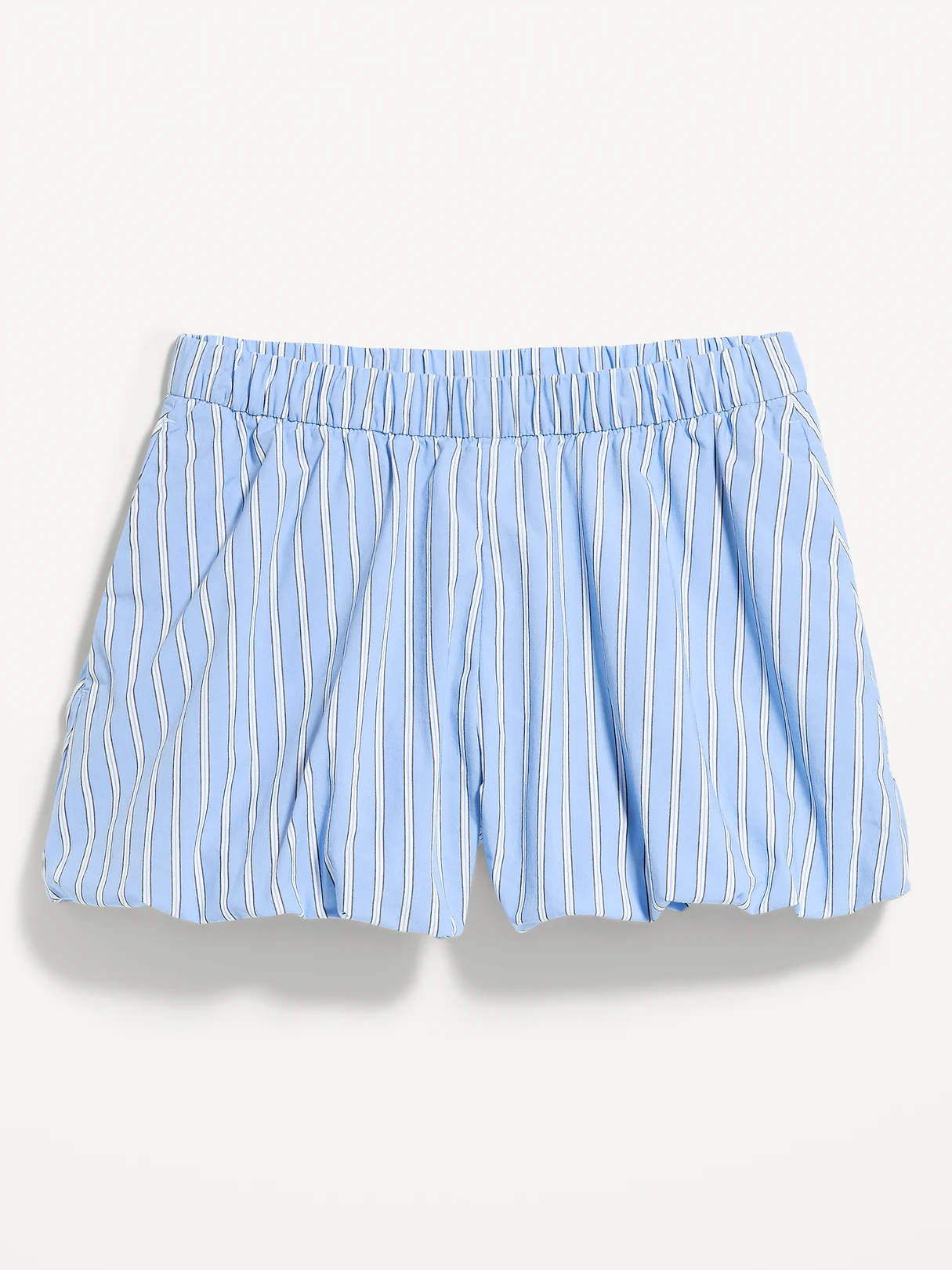 Poplin Bubble Hem Shorts - Blue Stripe