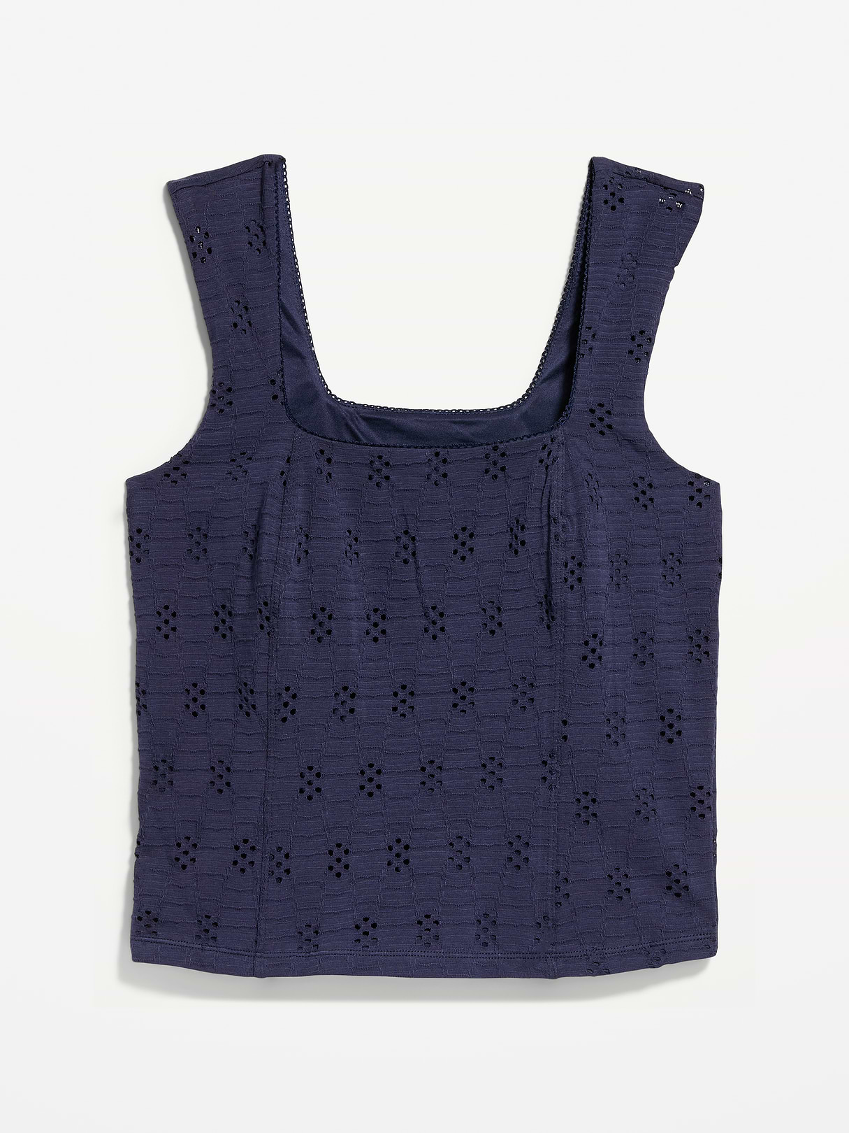 Seamed-Bodice Eyelet Tank Top - Arctic Depth