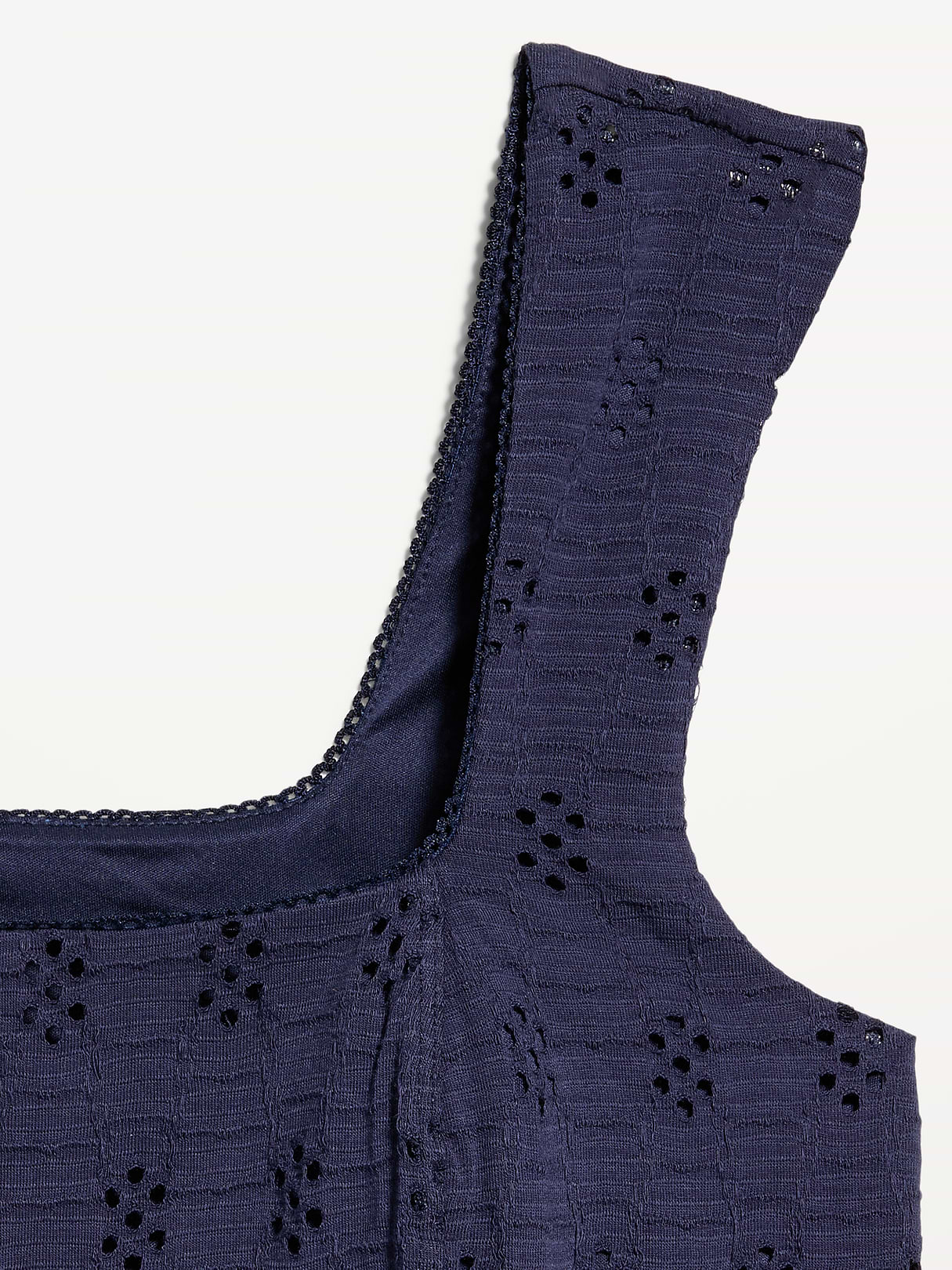Seamed-Bodice Eyelet Tank Top - Arctic Depth
