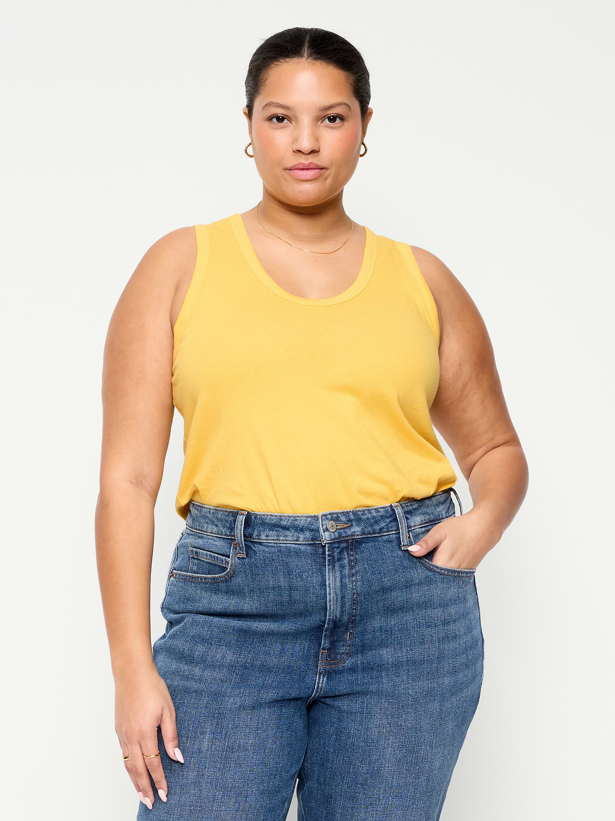 Relaxed Scoop-Neck Tank Top - Golden Yarrow