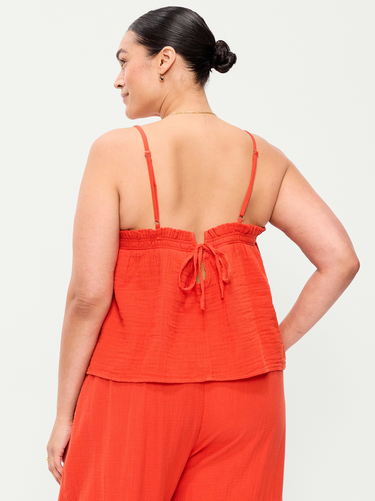 Crinkle Gauze Tank Top - Ornament Orange
