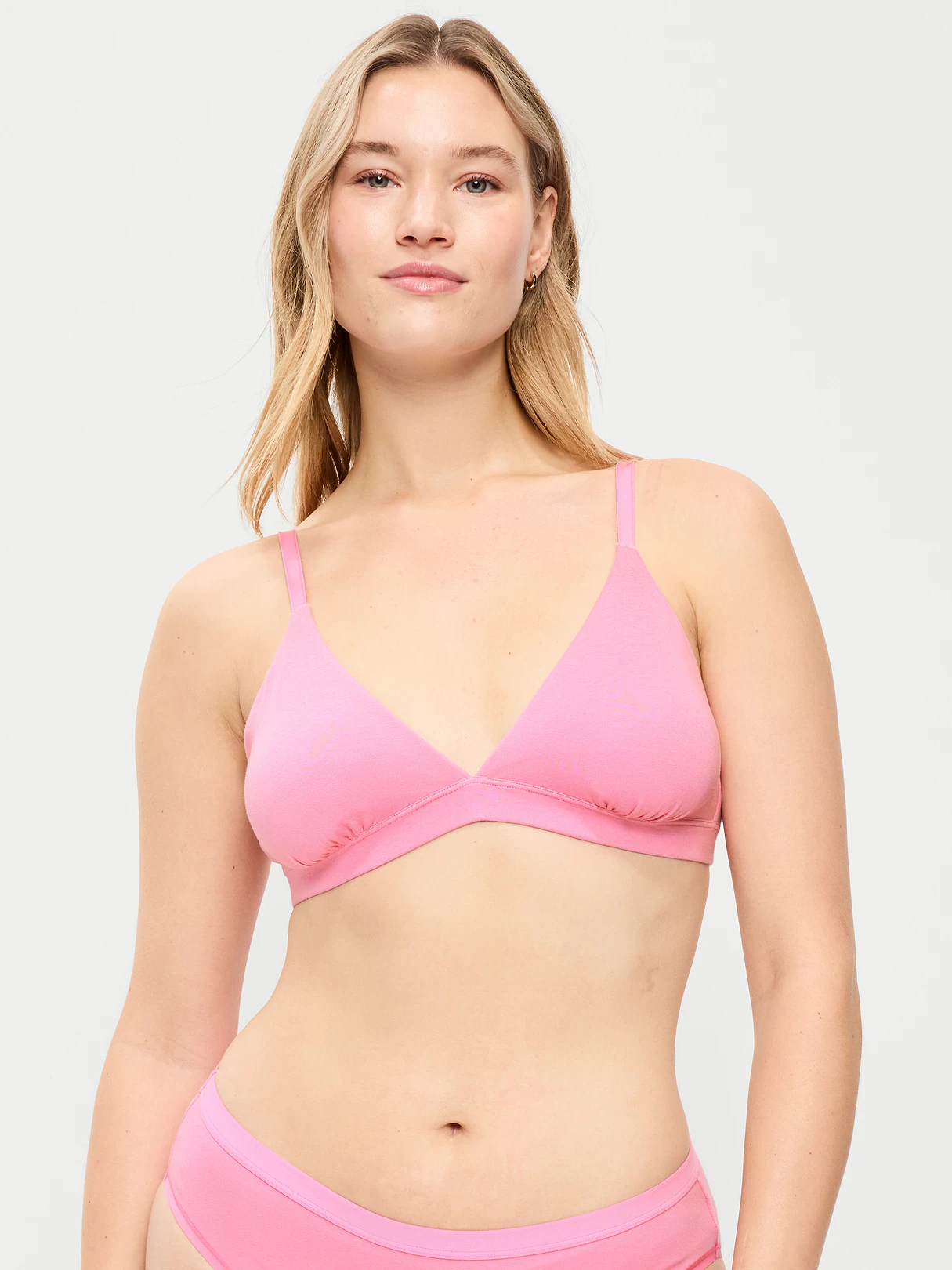Everyday Cotton Triangle Bralette - Hydrangea Pink