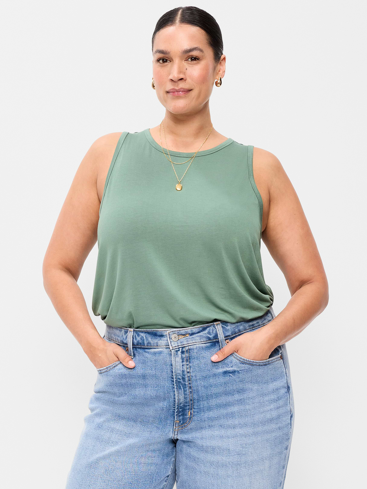 Luxe Sleeveless Top - Herbal Green