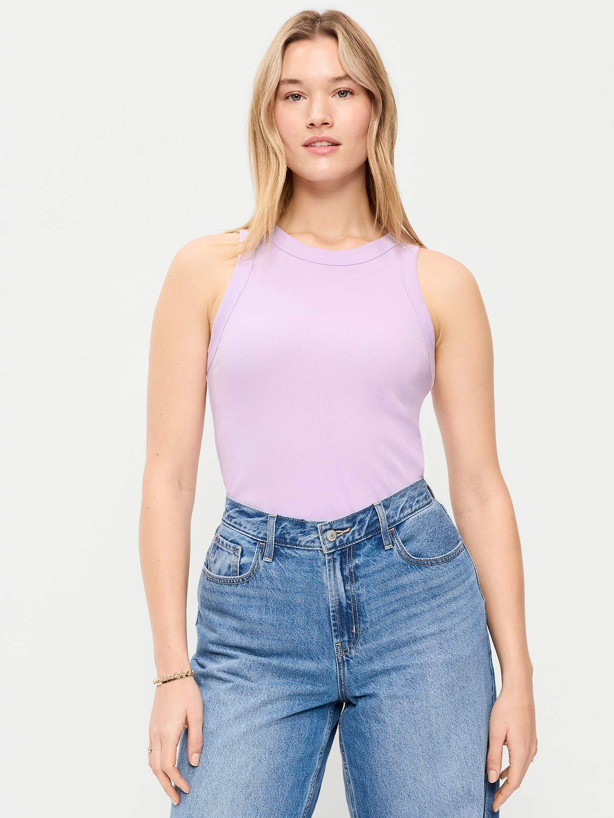 Crop Ribbed Tank Top - Fresh Lilac