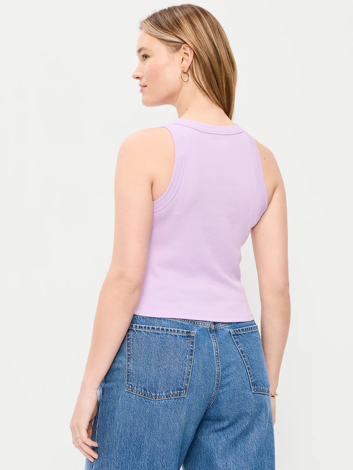 Crop Ribbed Tank Top - Fresh Lilac
