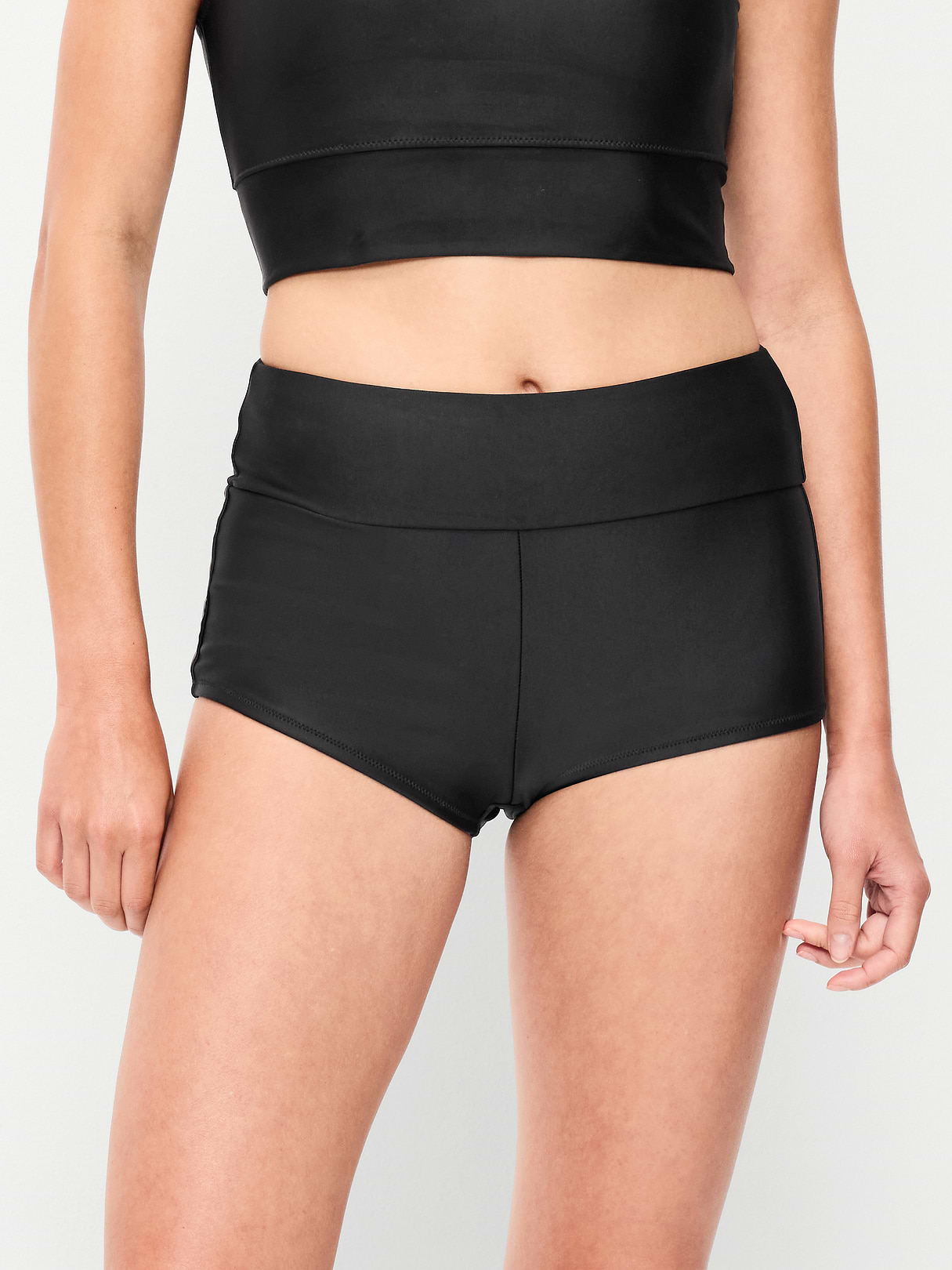High-Waisted Retro Swim Bottoms - Black Jack
