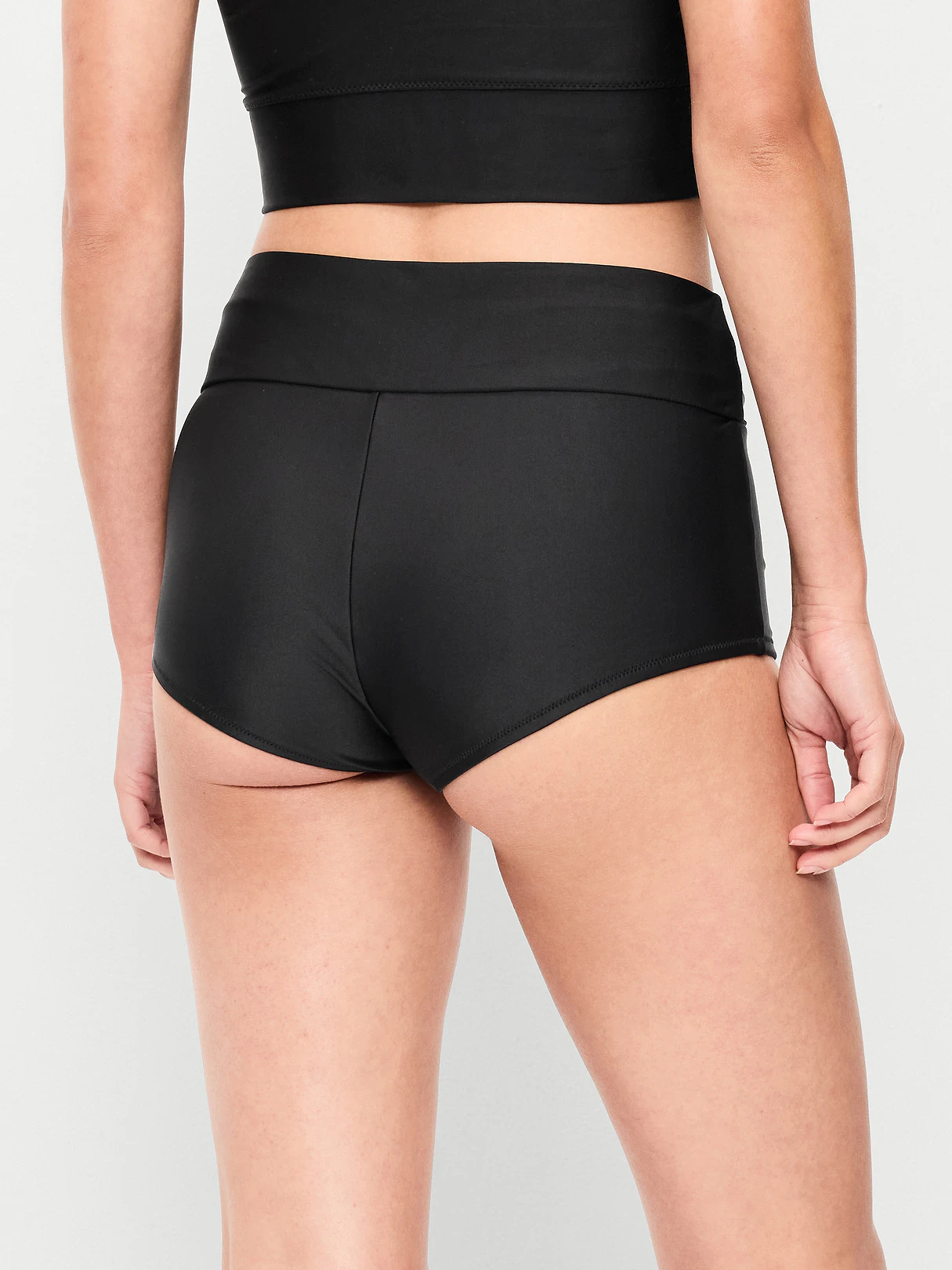 High-Waisted Retro Swim Bottoms - Black Jack