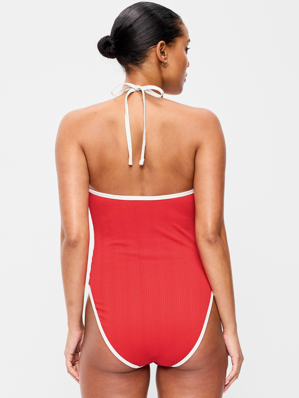 Pique V-Neck Halter Swimsuit - Amaryllis