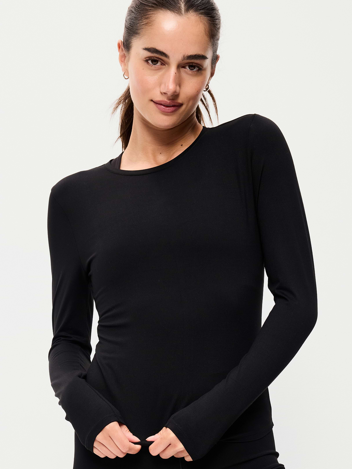 StudioSmooth Long-Sleeve Base Layer Top - Black Jack