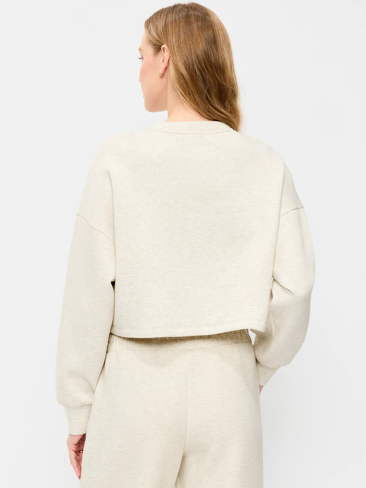 Bounce Fleece Quilted Crew-Neck Top - Oatmeal Heather