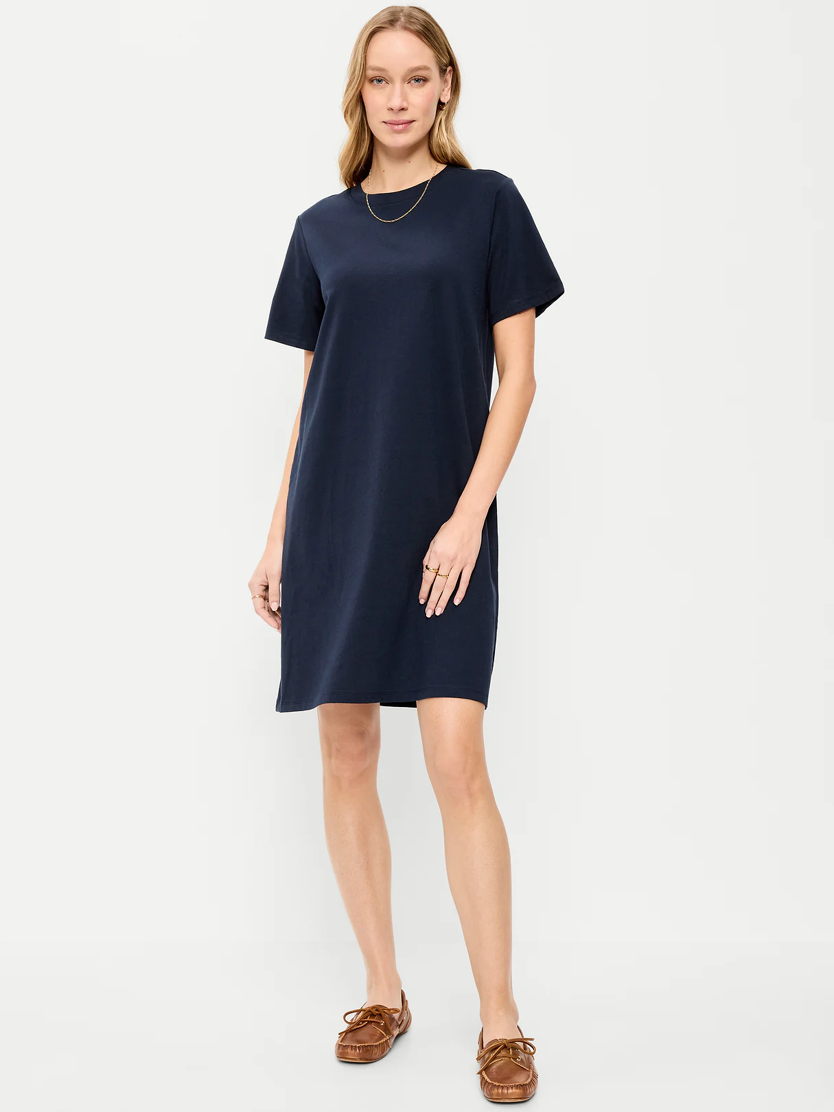 Vintage Crew-Neck Mini T-Shirt Dress - In the Navy
