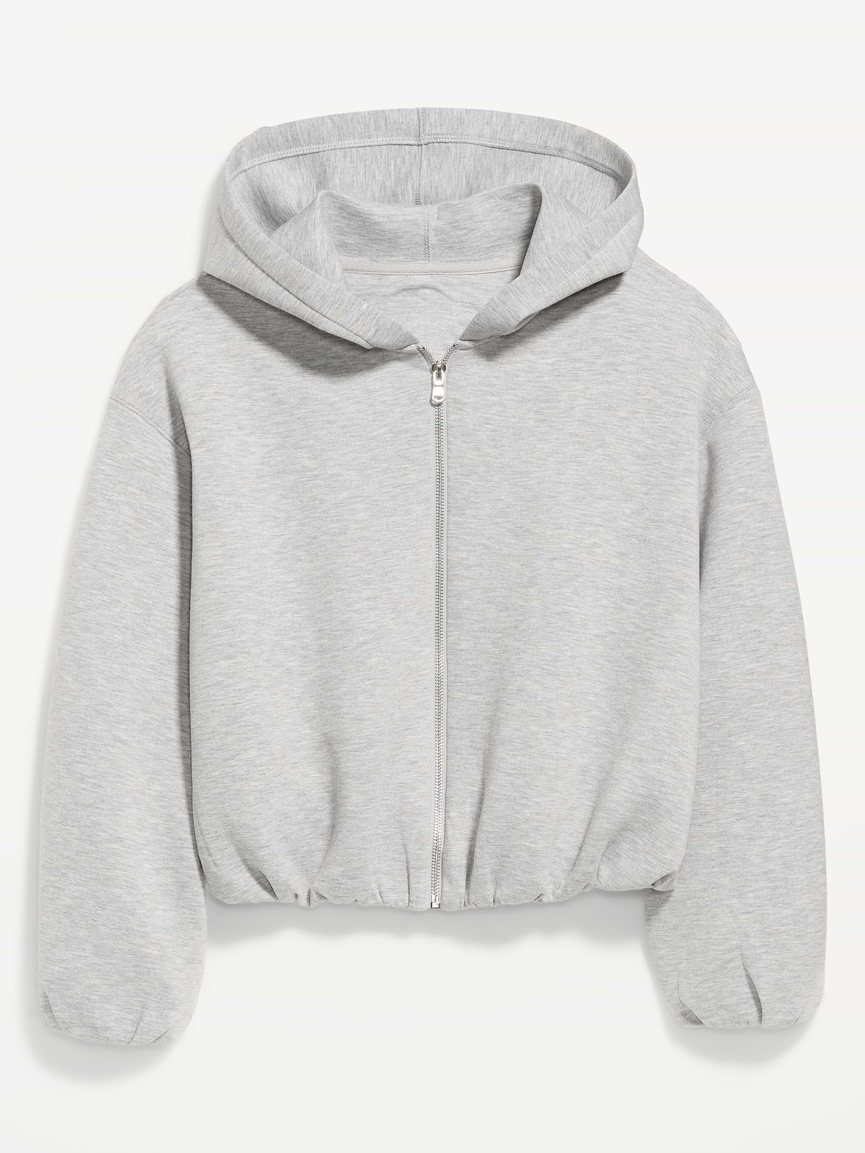 Bounce Fleece Bubble-Hem Hoodie Sweatshirt - Heather Gray