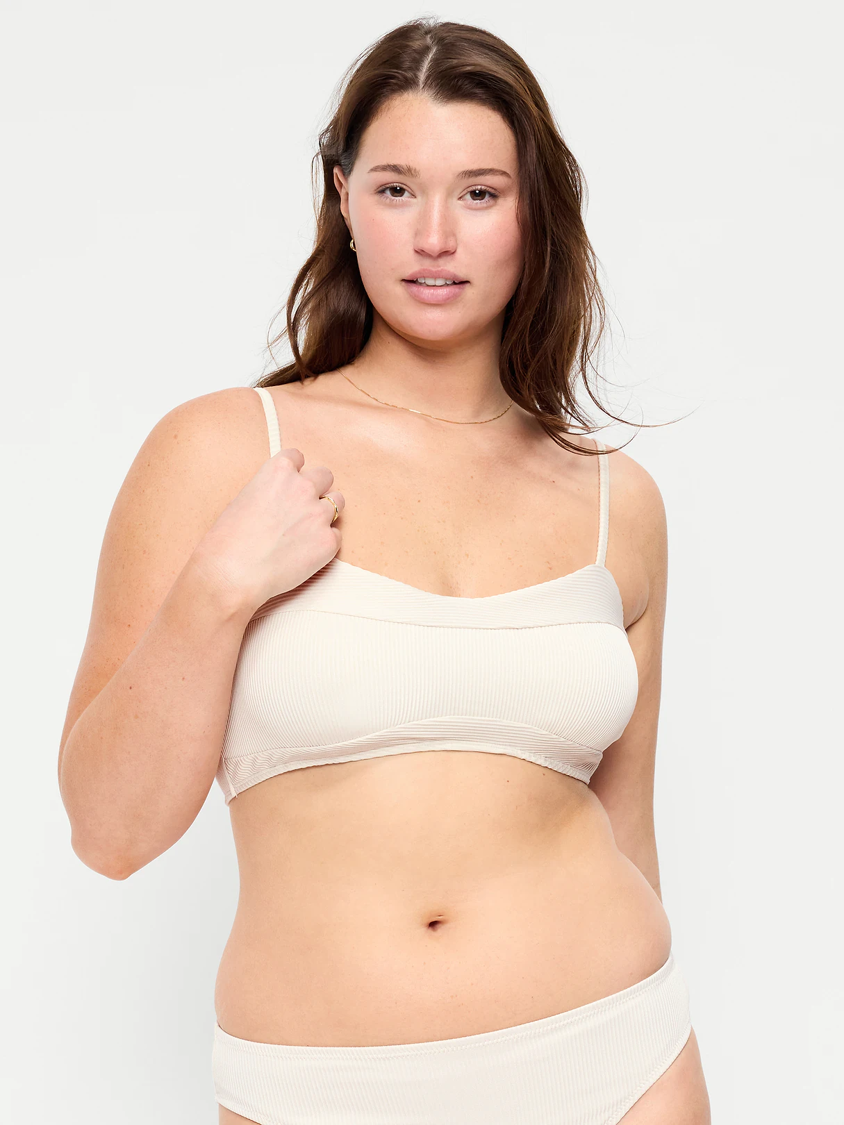 Ribbed Bra Bikini Swim Top - Wish Bone