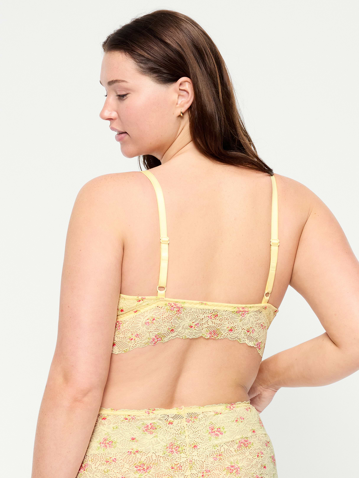 Lace Longline Bralette - Yellow Floral