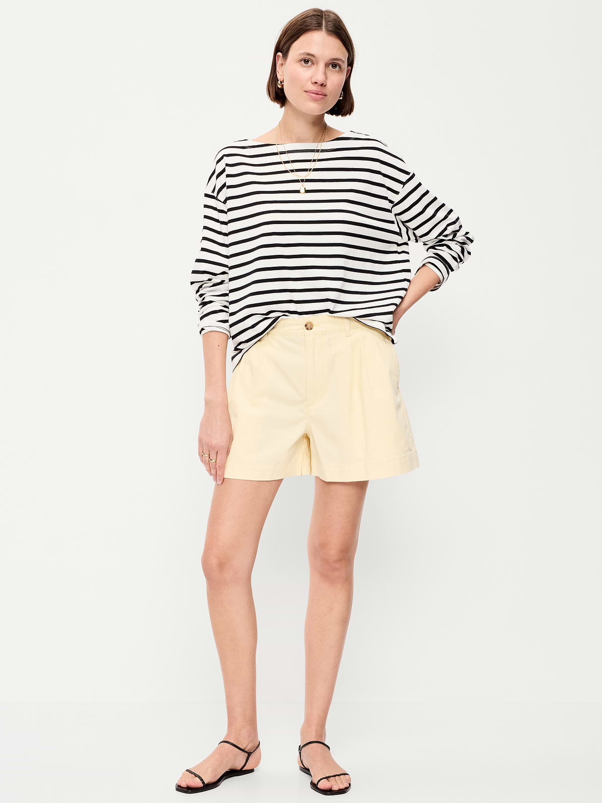High-Waisted OGC Chino Shorts -- 6-inch inseam - Cool Almond