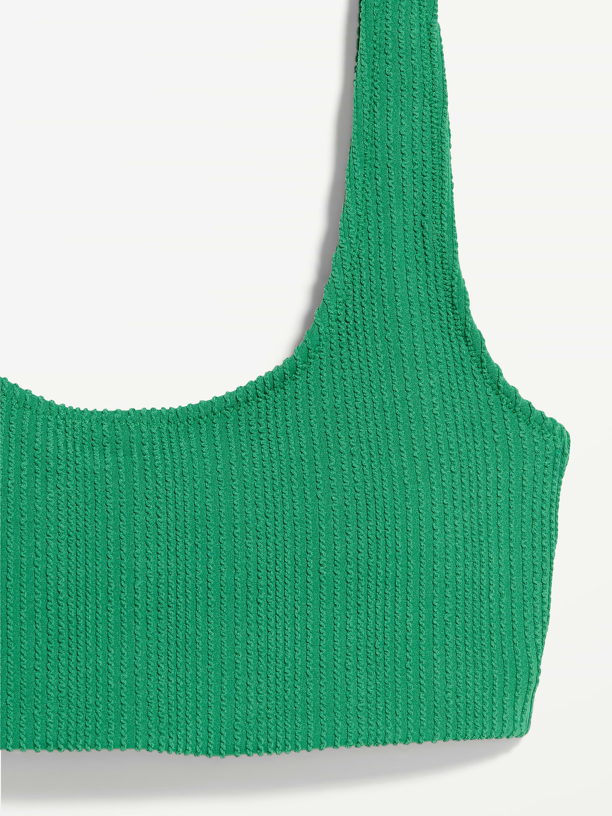 Ribbed Scoop-Neck Swim Top - Emerald Pigment