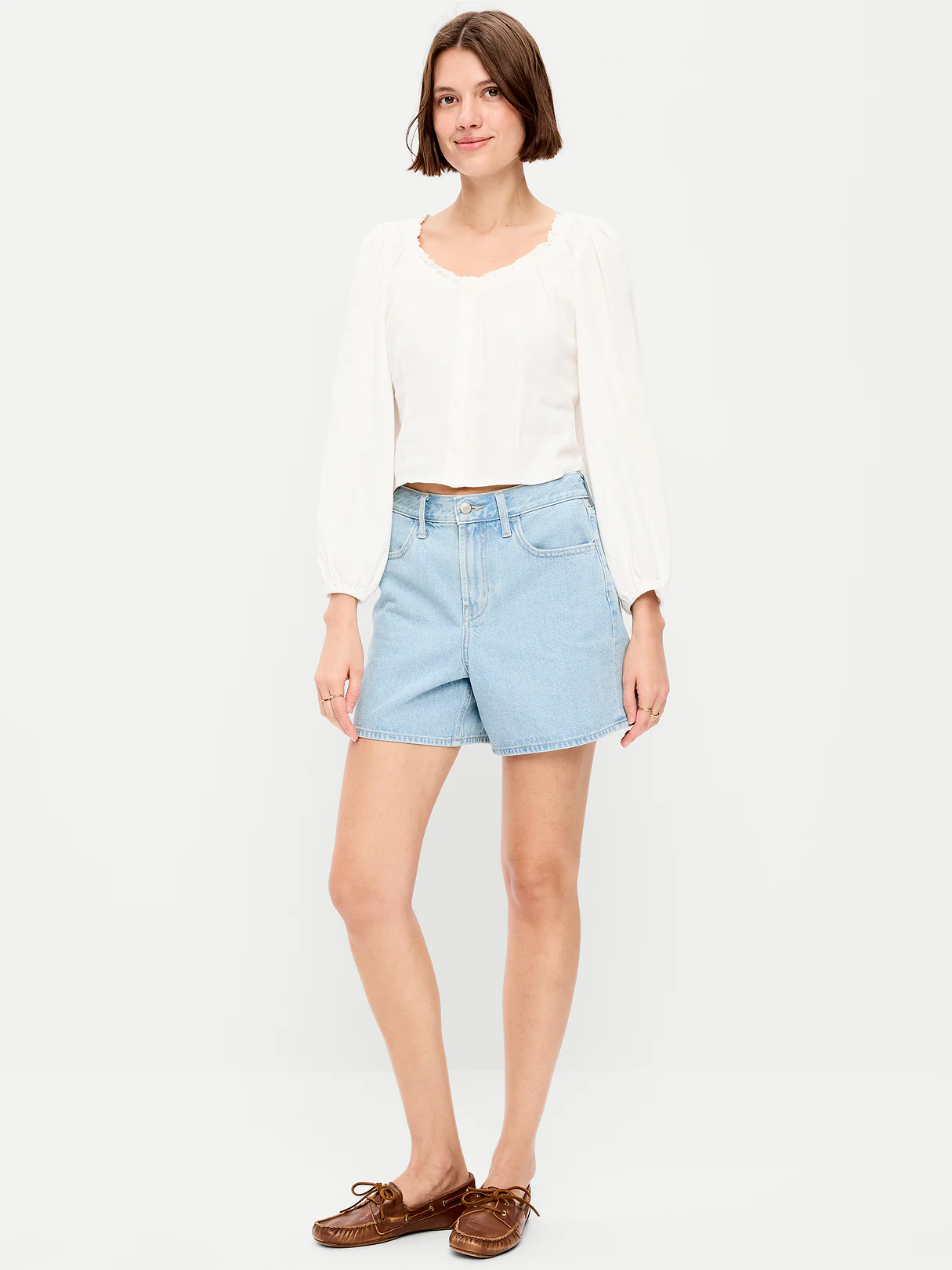 High-Waisted Wow Baggy Jean Shorts -- 5-inch inseam - Adeera