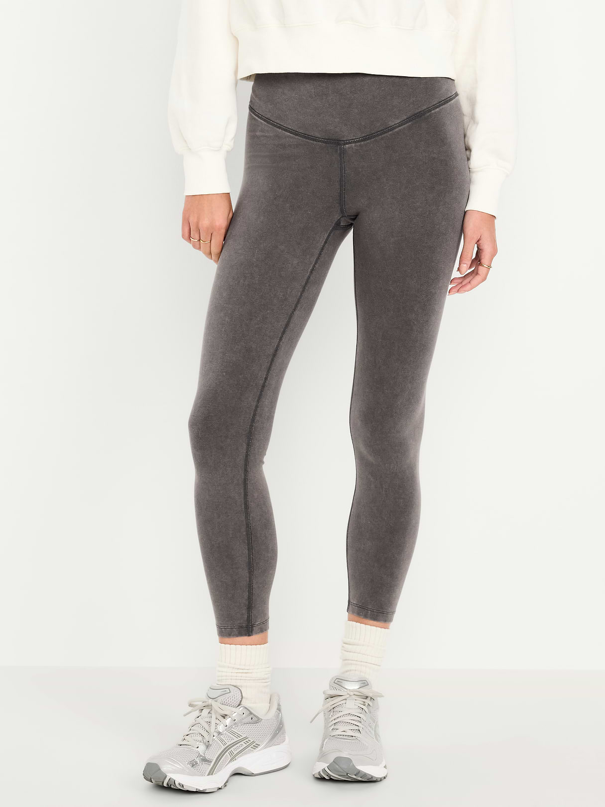 High-Waisted PowerChill 7/8 Cotton Leggings - Panther (Washed)