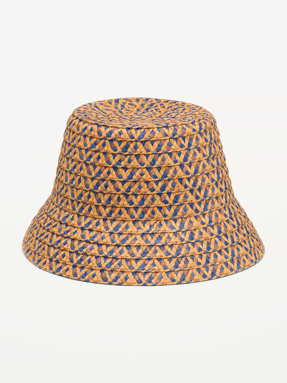 Straw Bucket Hat for Women - Navy Blue