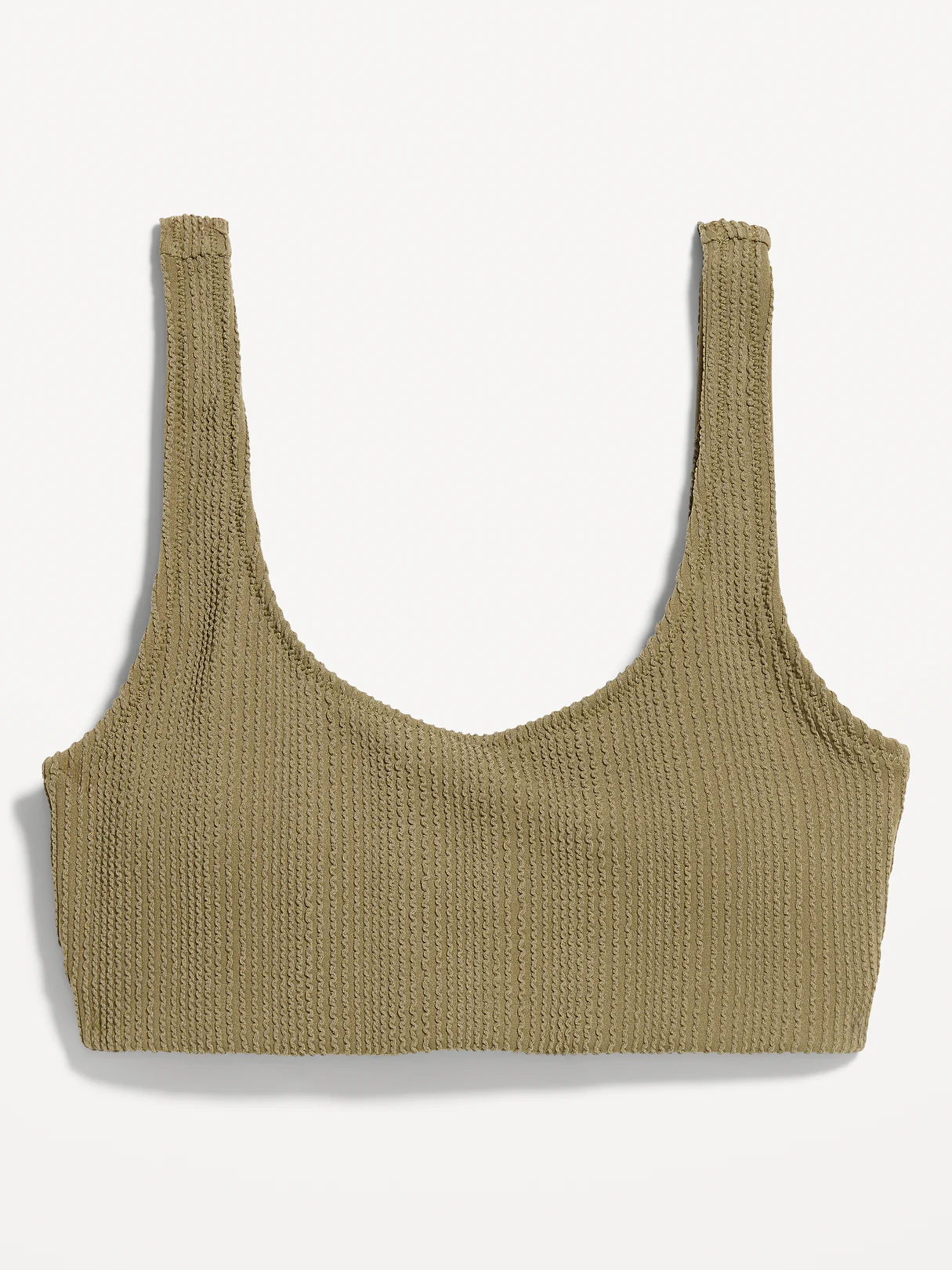 Ribbed Scoop-Neck Swim Top - Kombu
