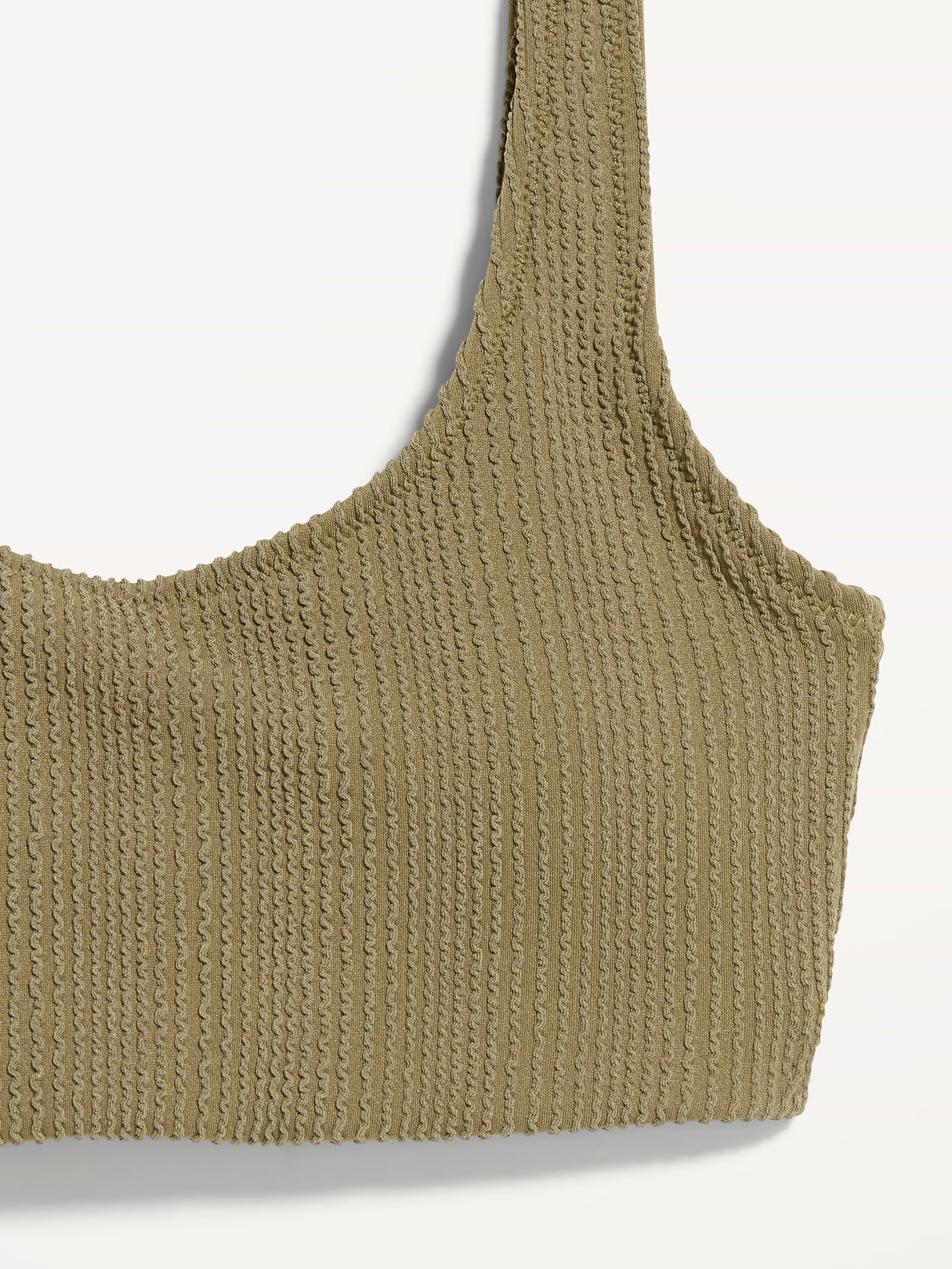 Ribbed Scoop-Neck Swim Top - Kombu