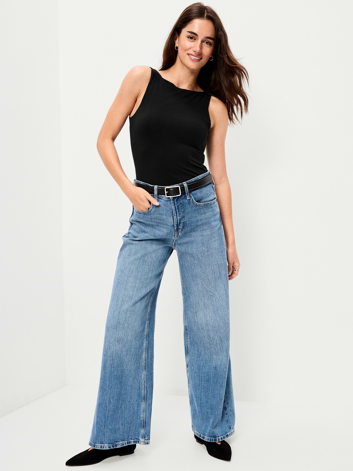 Hug Double-Layer Boatneck Top - Black Jack
