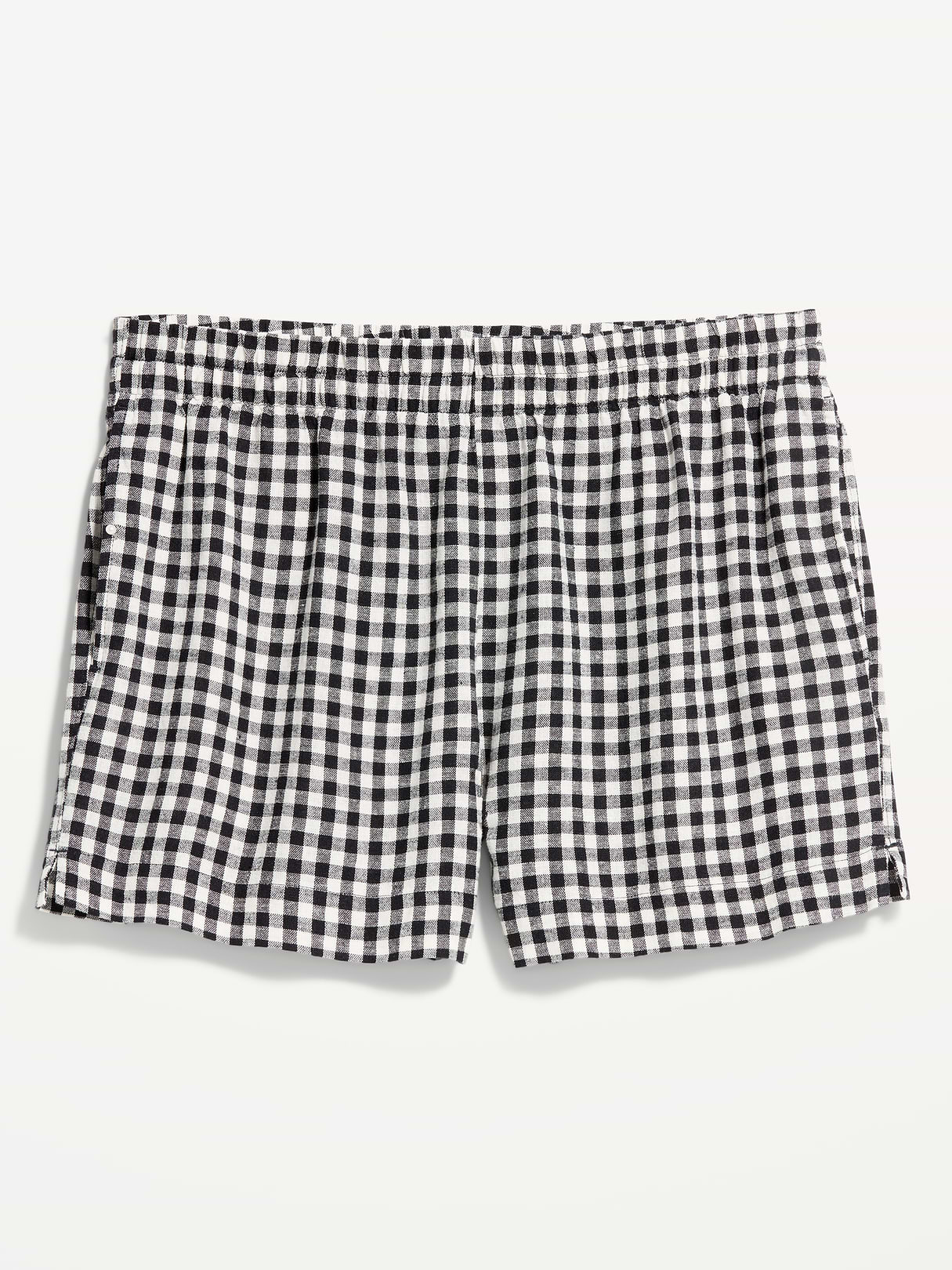 High-Waisted Beach Linen Pull-On Shorts - Navy Blue