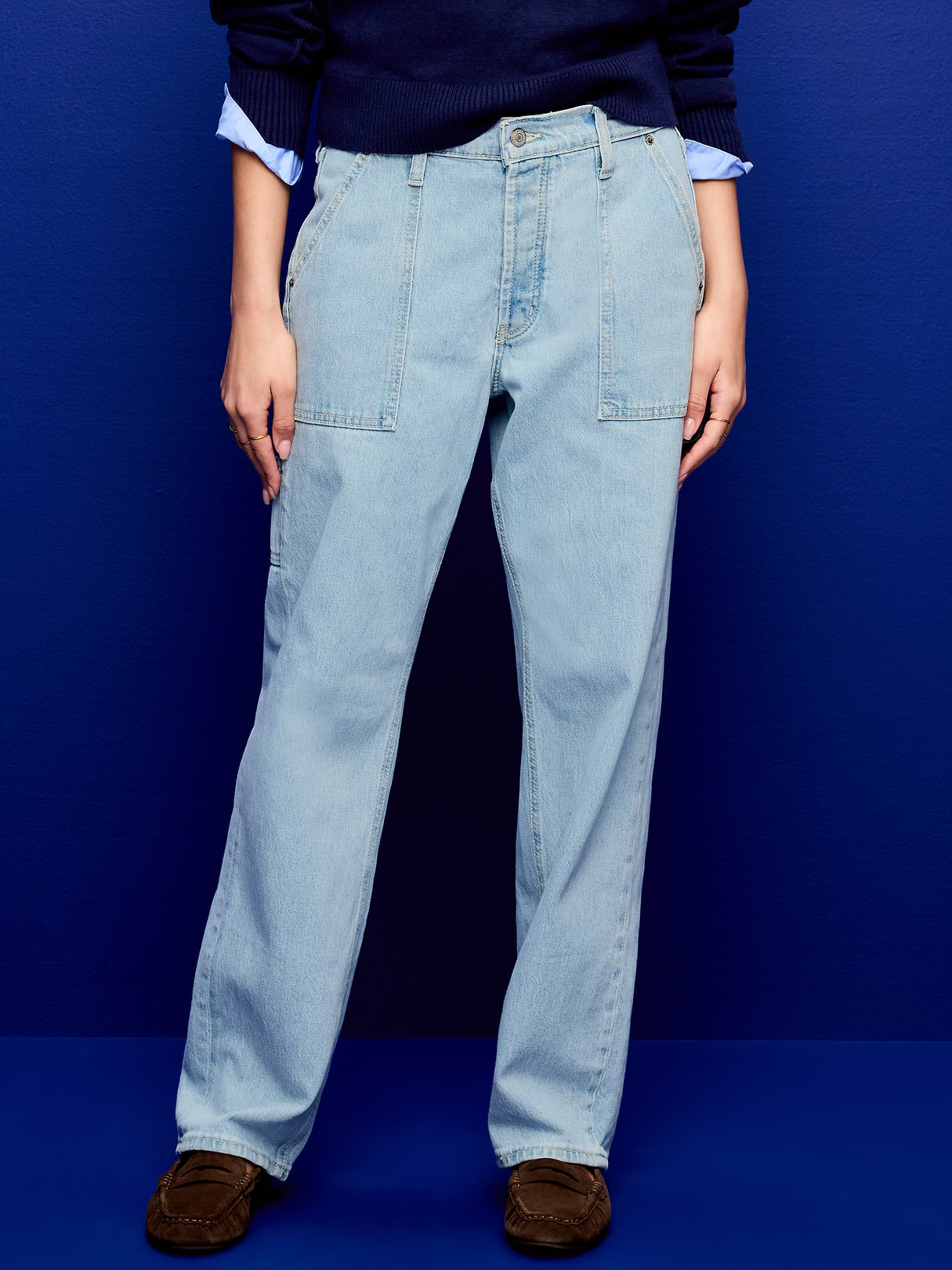 Mid-Rise Slouchy Straight Jeans - Maddie