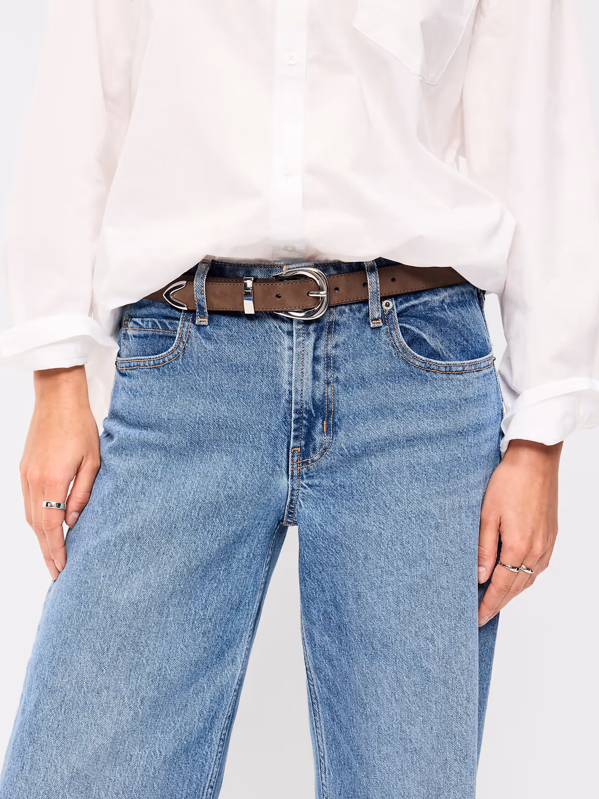 Faux-Leather Western Belt - Brown Suede