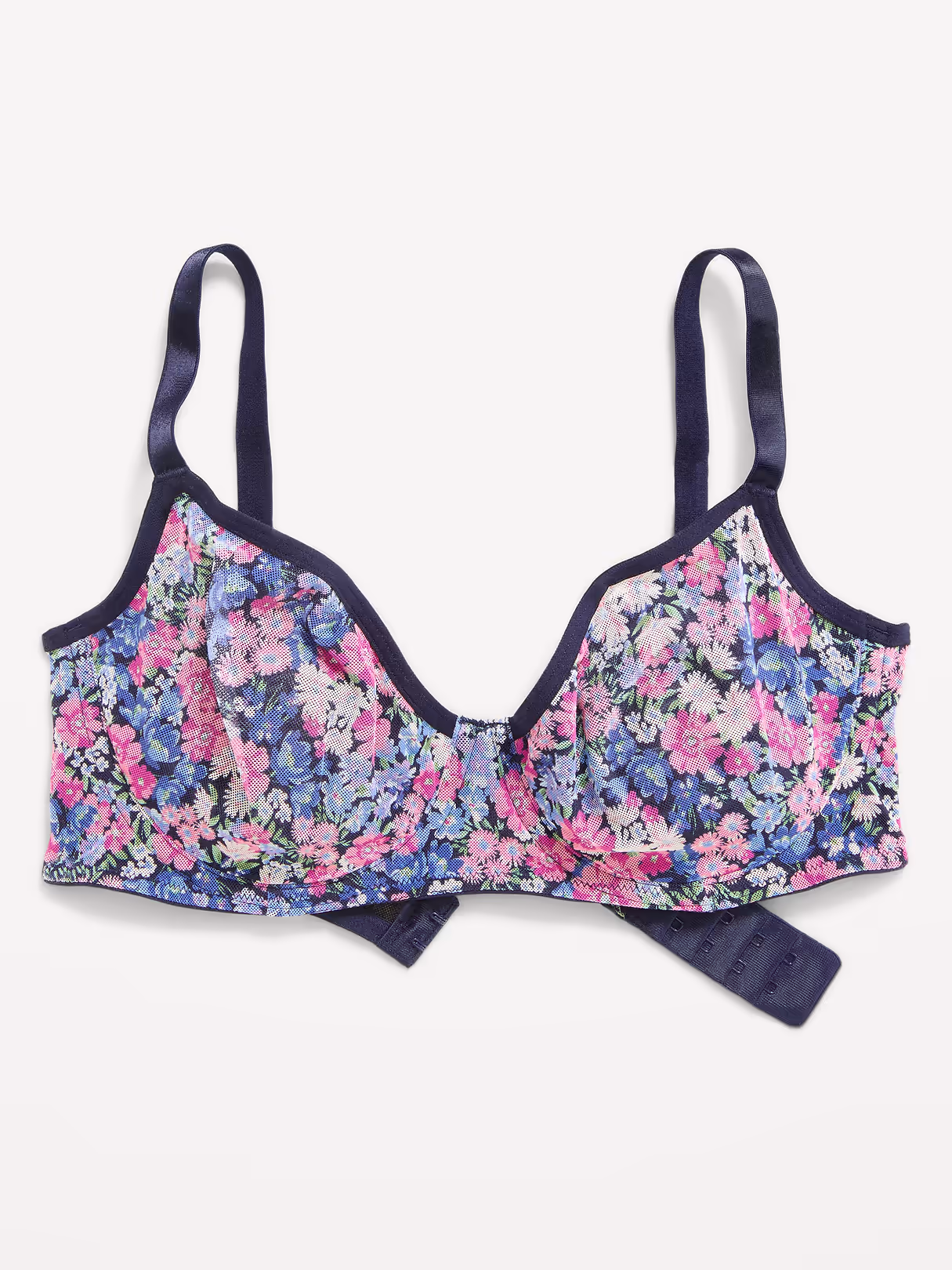Mesh Balconette Bra - Floral Purple