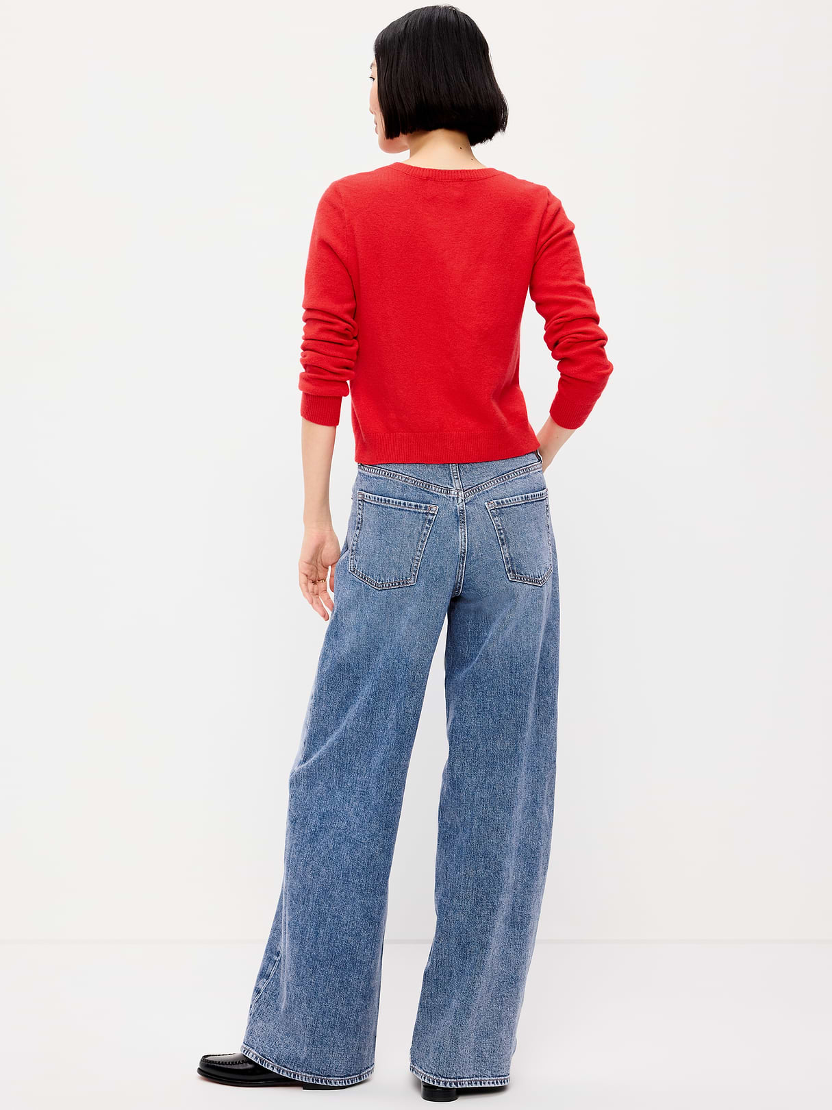 High-Waisted Baggy Wide-Leg Stretch Jeans - Larkspur