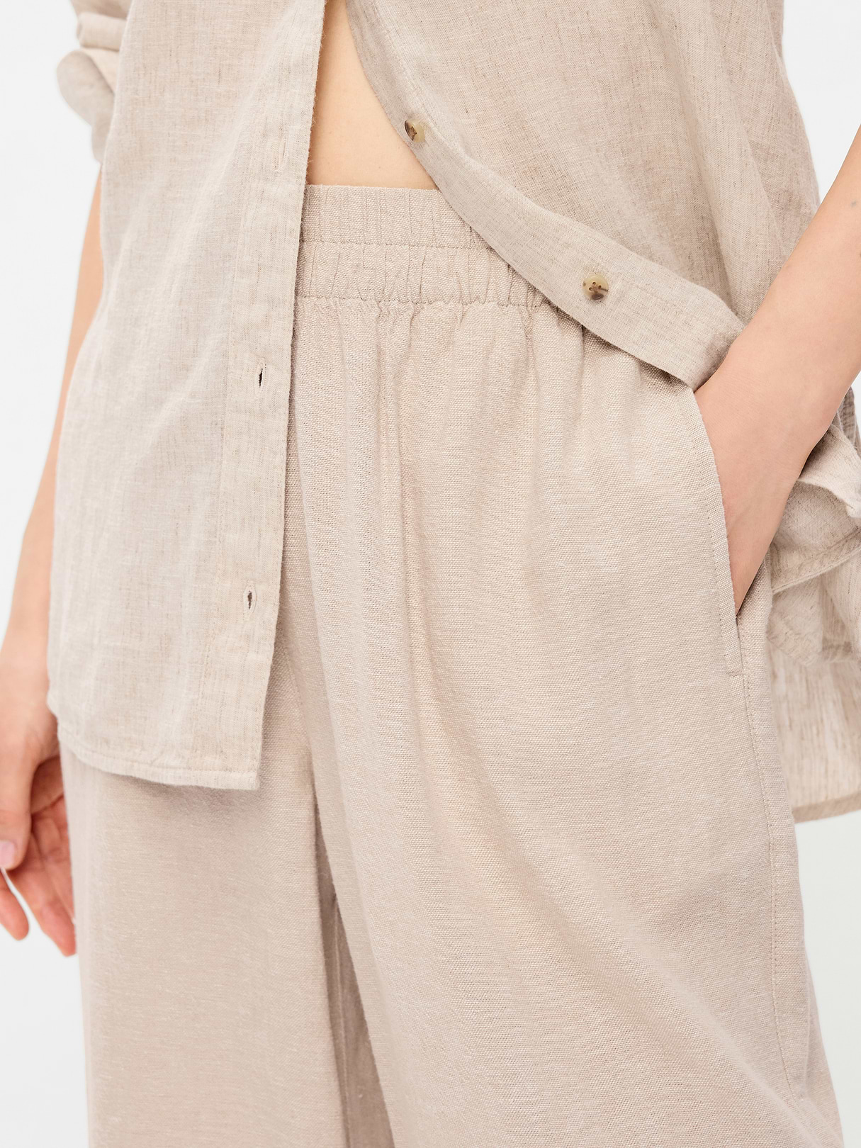 High-Waisted Linen-Blend Super Wide-Leg Pants - Flax Linen