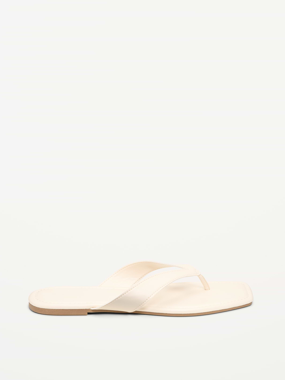 Square-Toe Flip-Flops for Women - Bone