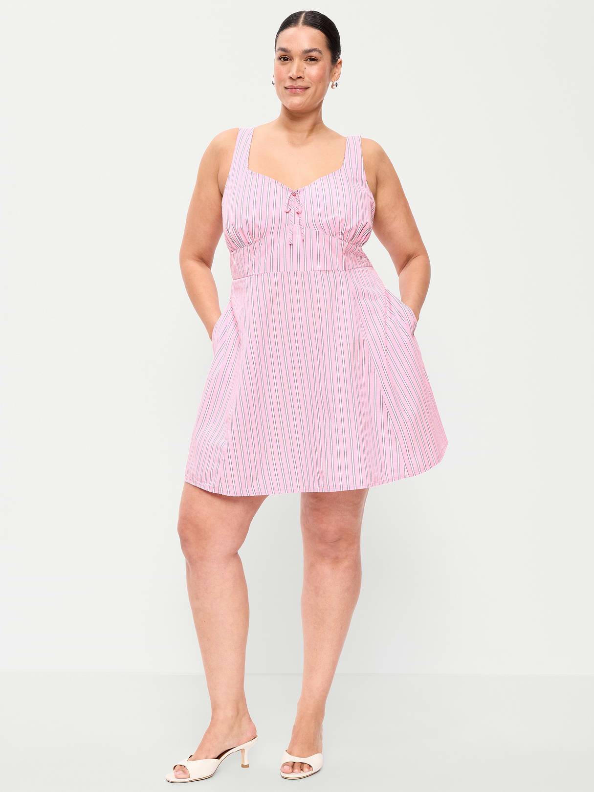 Fit & Flare Cami Mini Dress - Pink Stripe