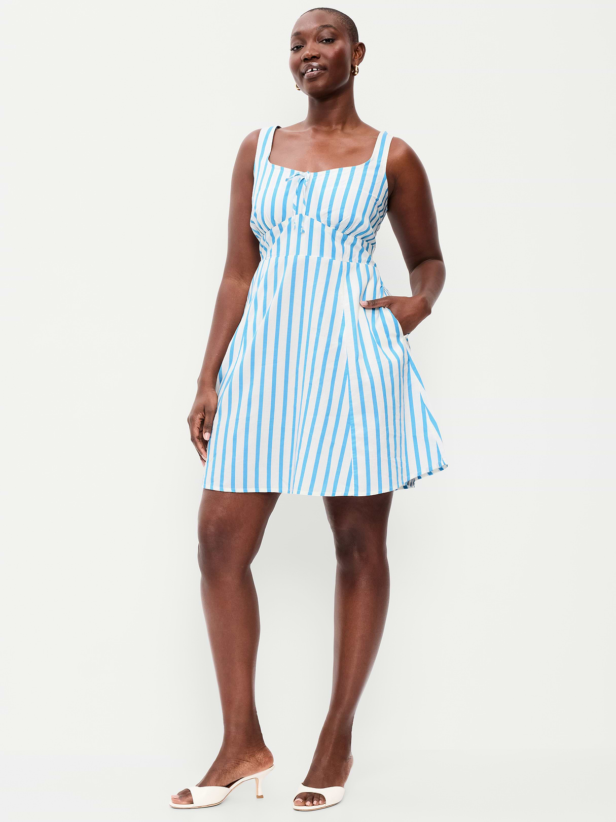 Fit & Flare Cami Mini Dress - Blue Stripe