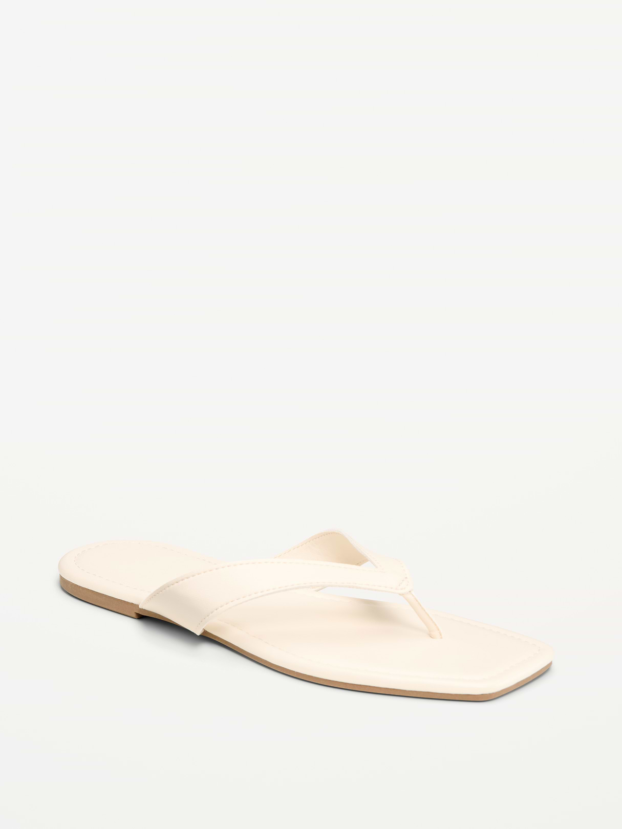Square-Toe Flip-Flops for Women - Bone