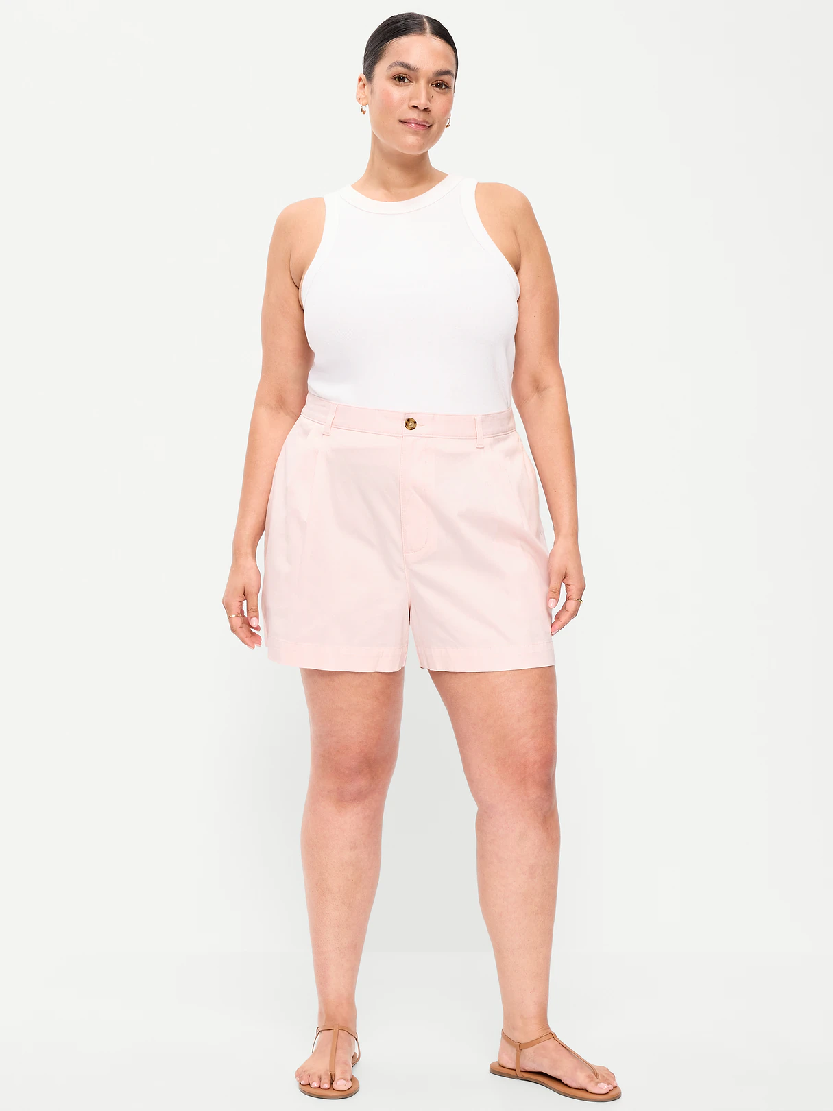 High-Waisted OGC Chino Shorts -- 4-inch inseam - Pastel Pink