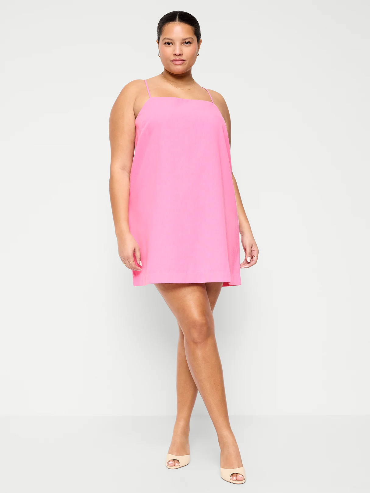 Strappy Mini Shift Dress - Hydrangea Pink