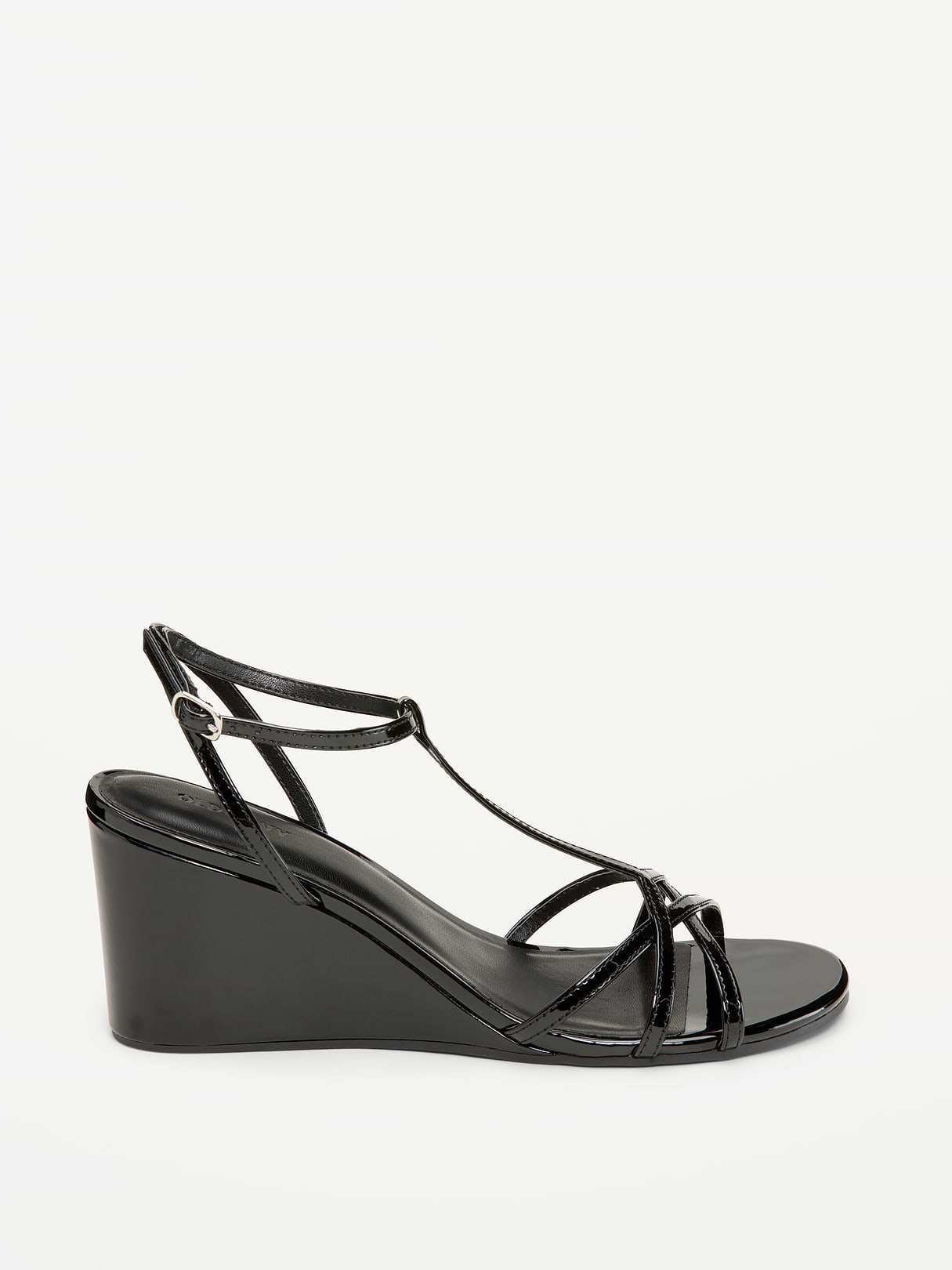 T-Strap Wedge Sandals for Women - Black Jack