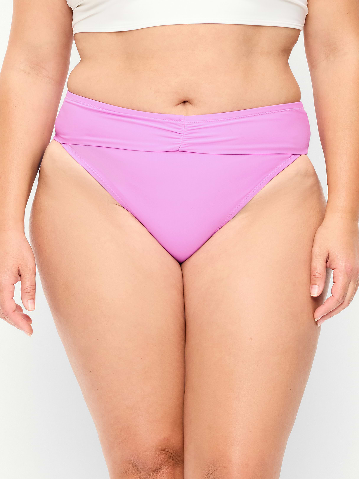 High-Waisted Cinched Bikini Swim Bottoms - Rock Rose