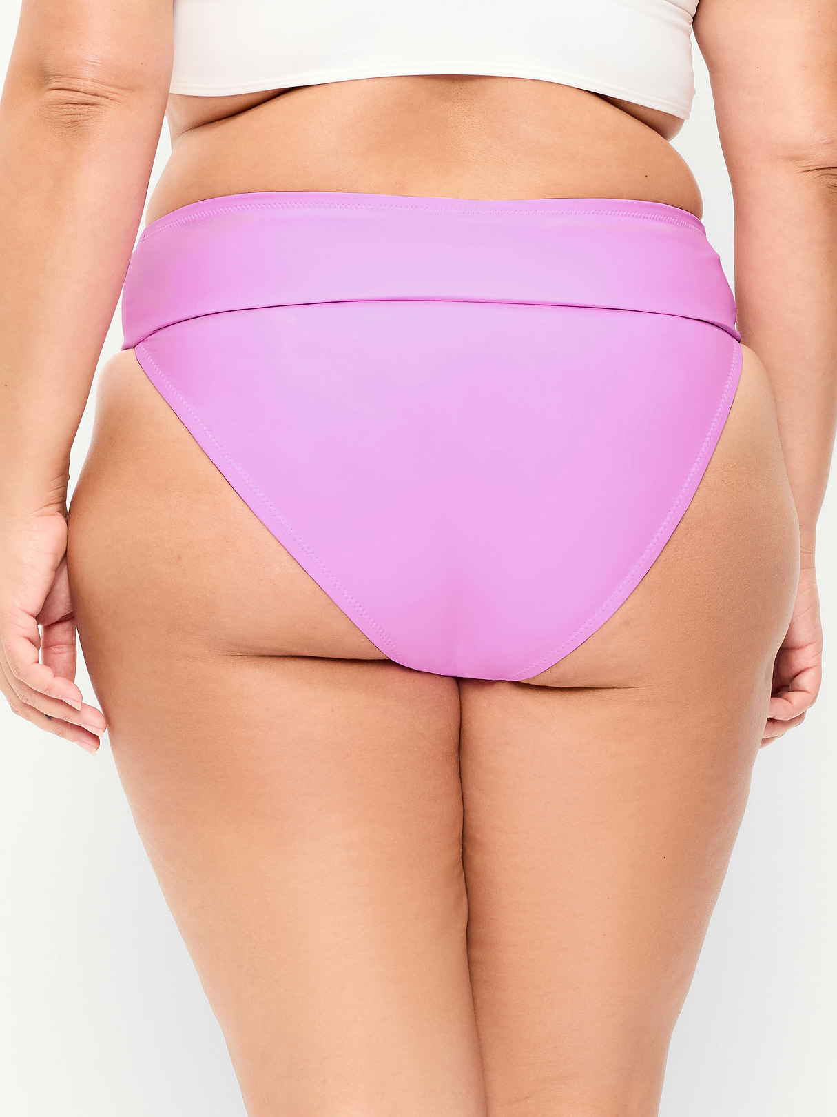High-Waisted Cinched Bikini Swim Bottoms - Rock Rose